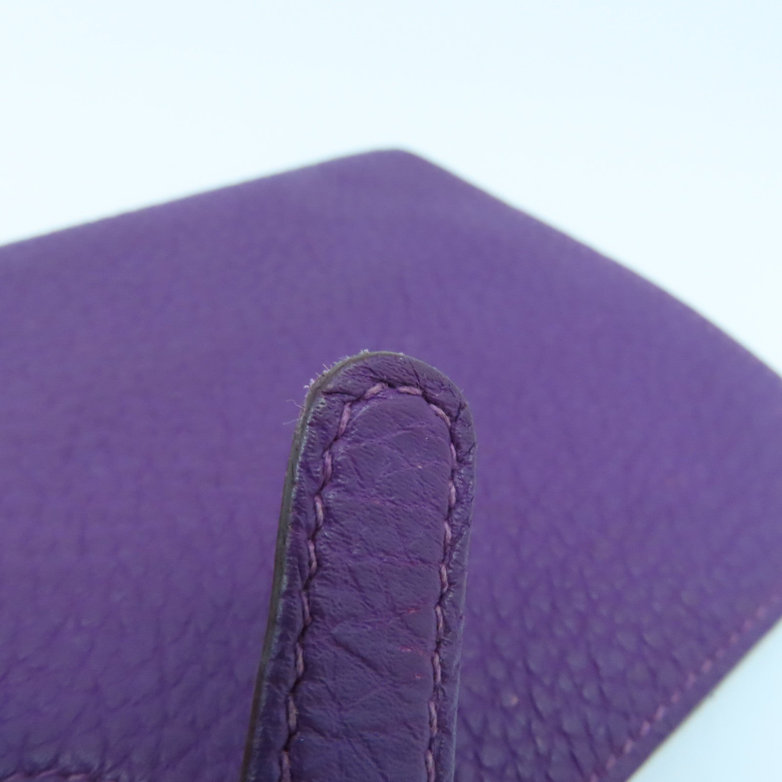 HERMES Togo Leather Dogon GM Silver Buckle Long Wallet Ultra Violet Purple