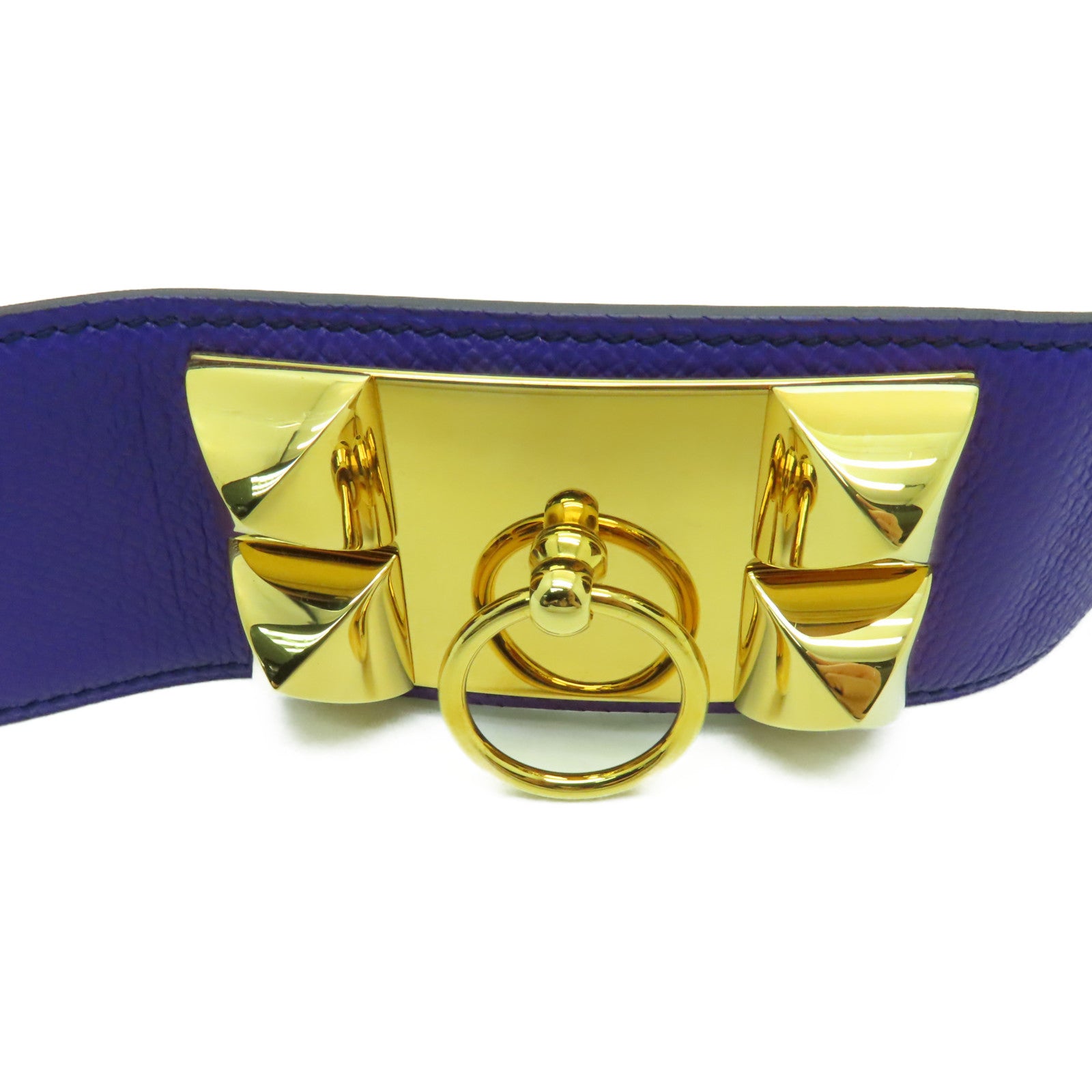 HERMES Epsom皮革COLLIER DE CHIEN BELT金扣皮帶紫色