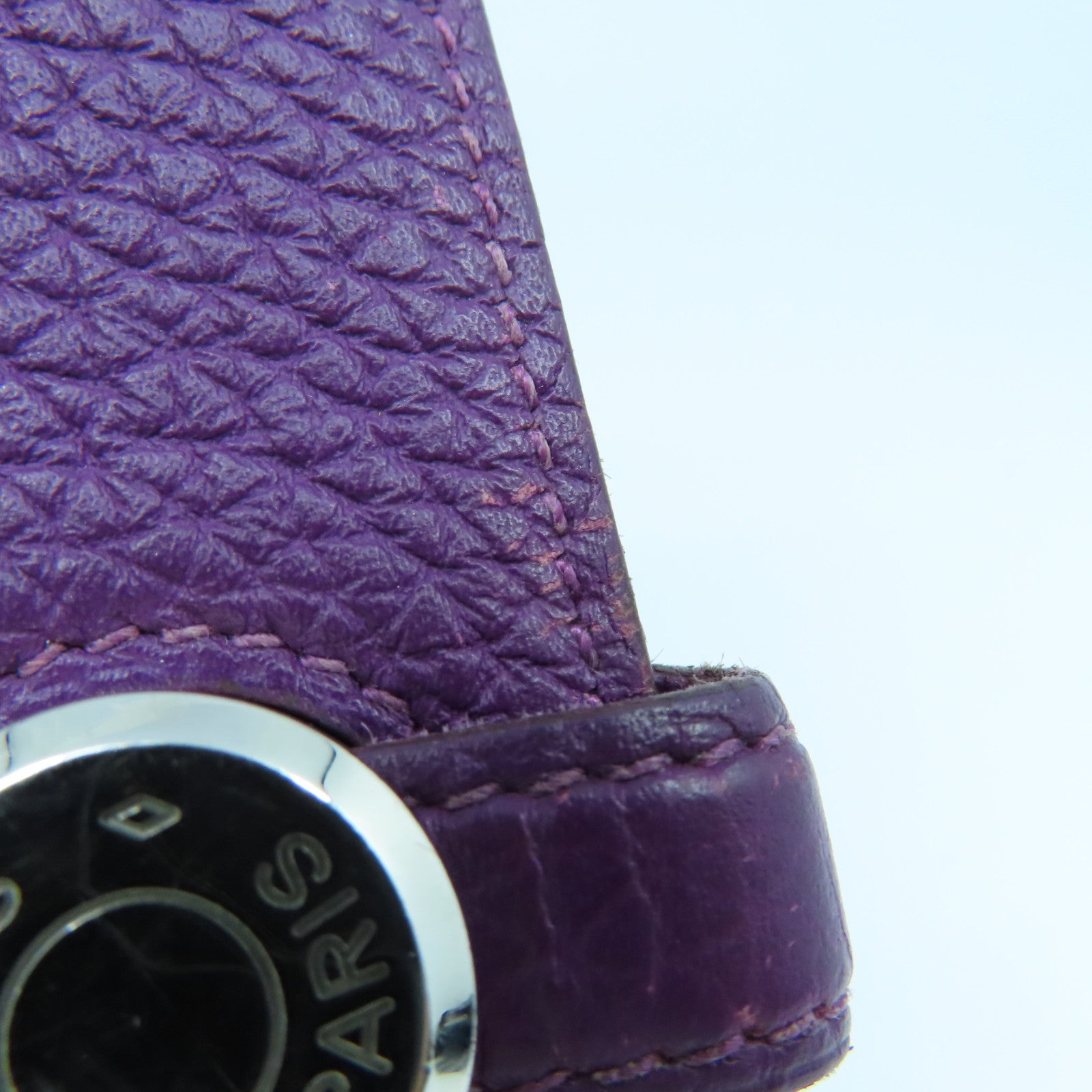 HERMES Togo Leather Dogon GM Silver Buckle Long Wallet Ultra Violet Purple