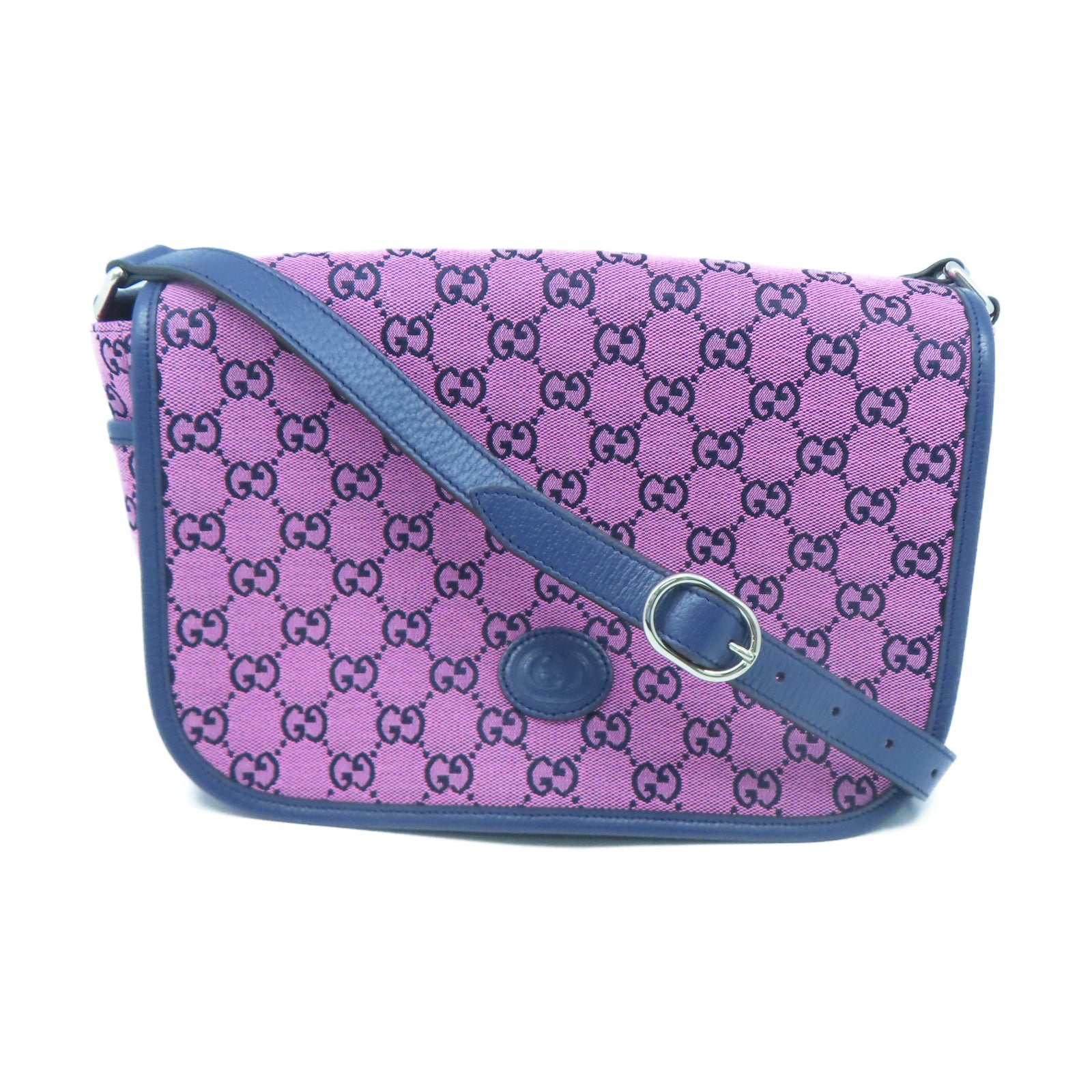 GUCCI 帆布Shoulder Bag銀扣肩背袋粉紅色
