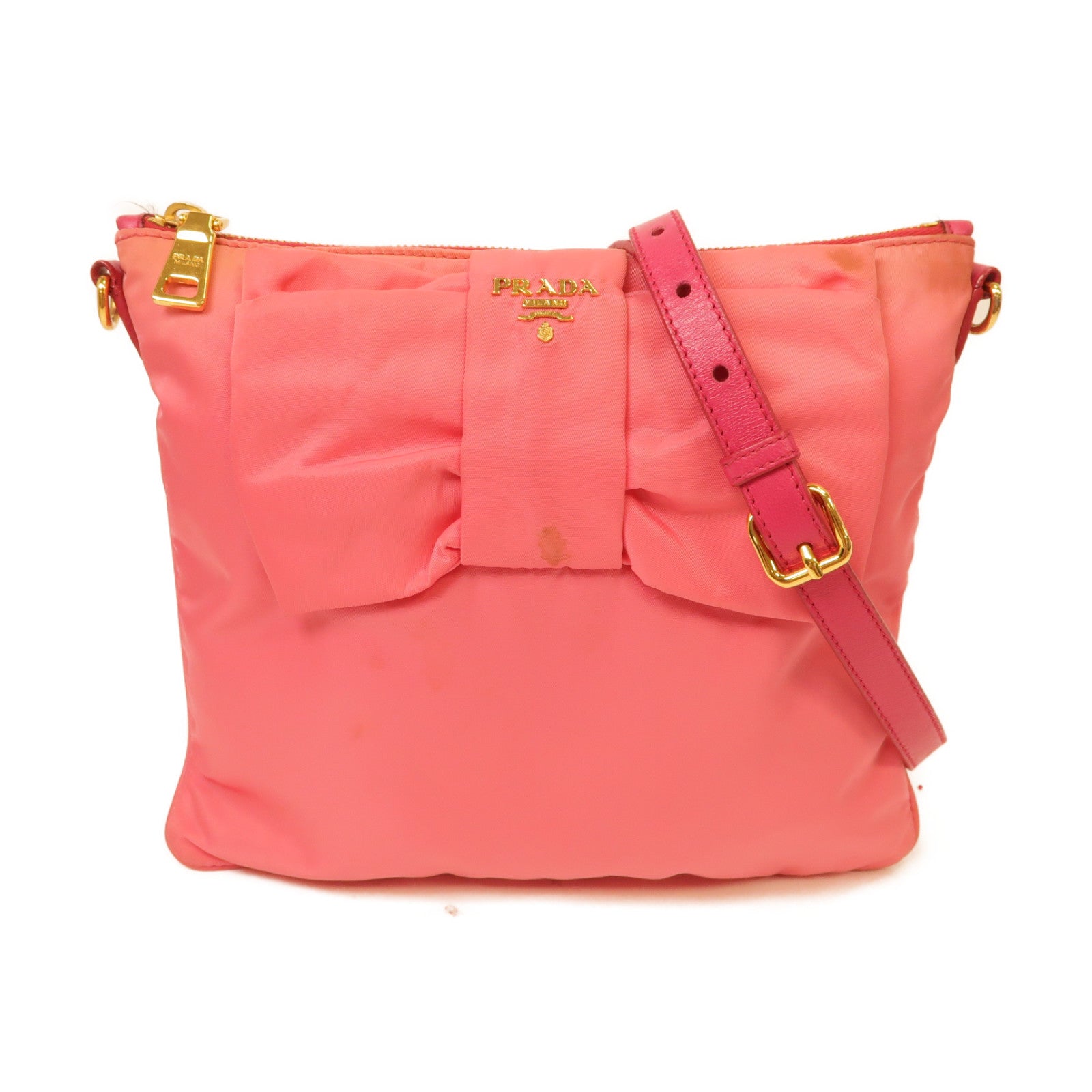 PRADA 尼龍Shoulder Bag金扣肩背袋粉紅色