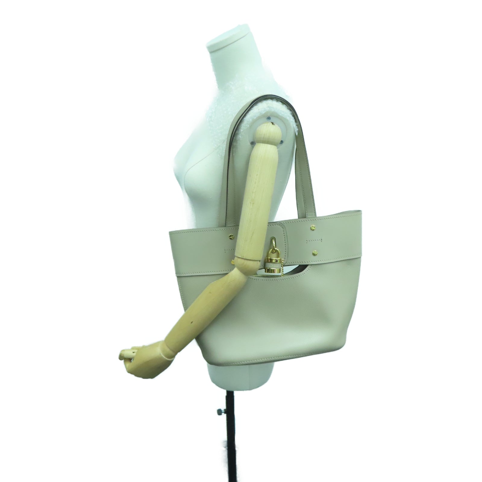 Chloe 牛皮皮革Shoulder Bag金扣肩背袋米色