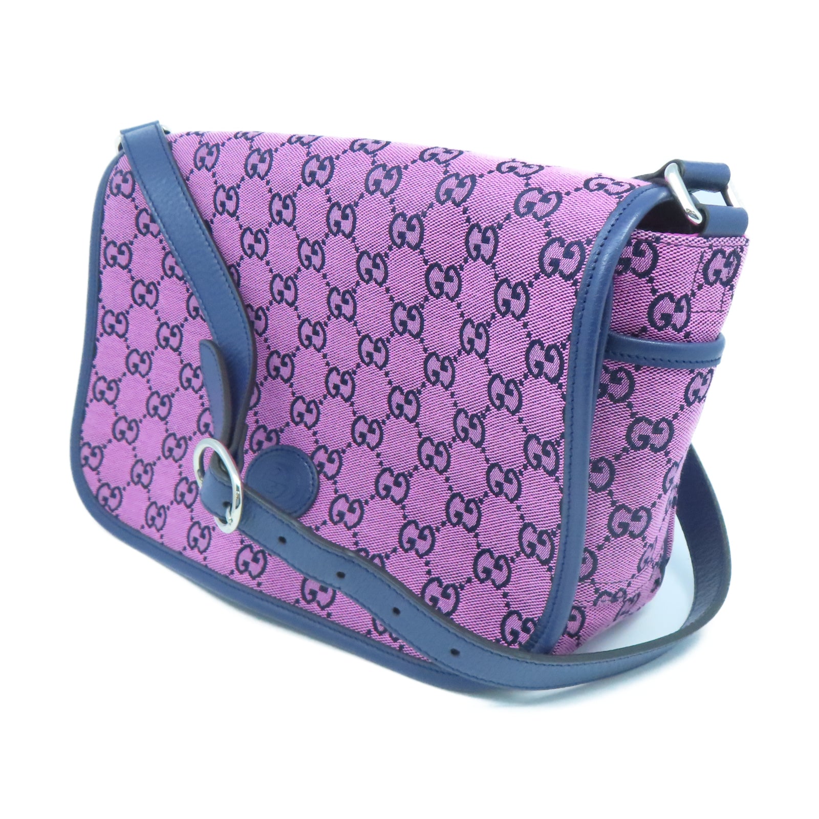 GUCCI 帆布Shoulder Bag銀扣肩背袋粉紅色