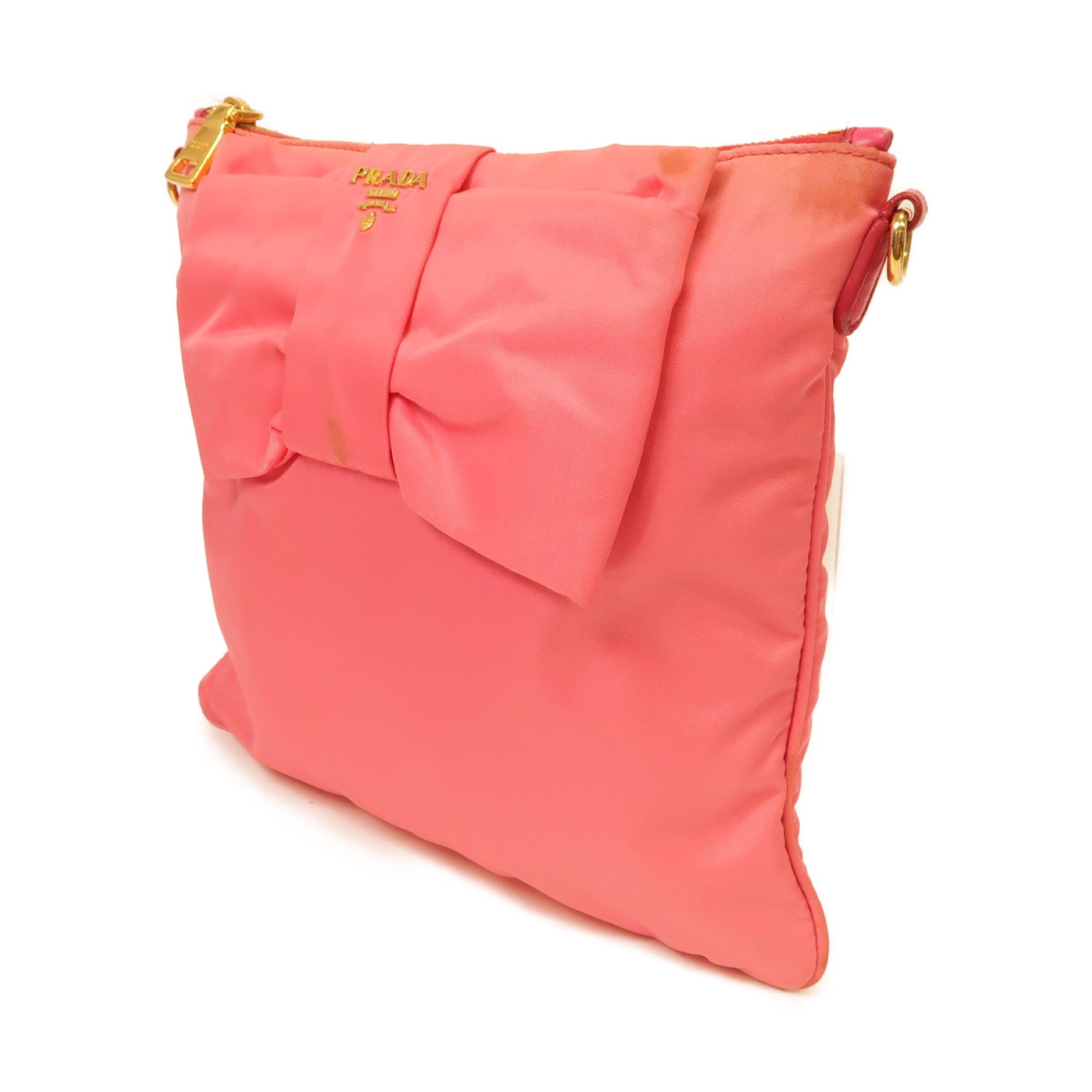 PRADA 尼龍Shoulder Bag金扣肩背袋粉紅色
