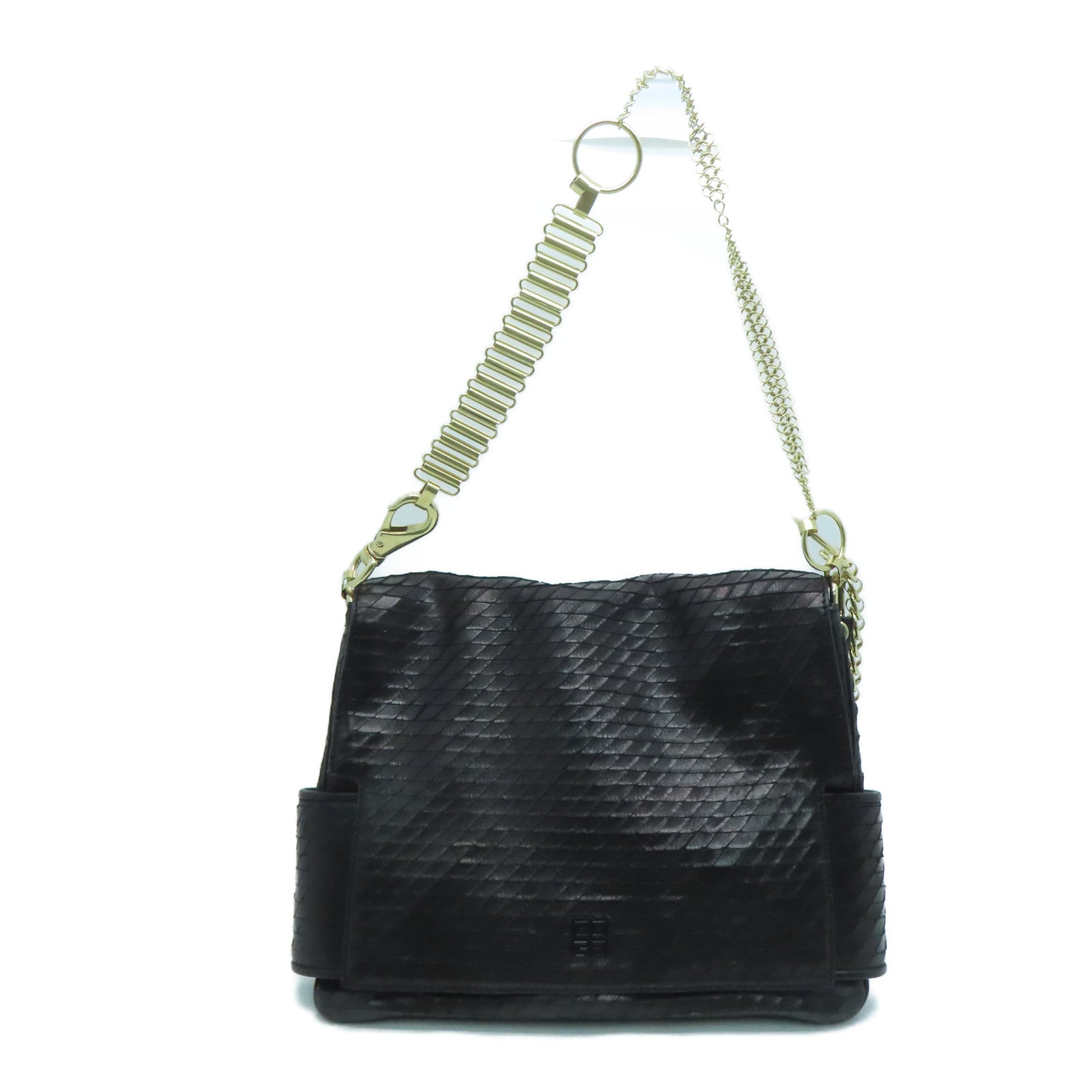 GIVENCHY 牛皮皮革Chain Shoulder Bag金扣肩背袋黑色