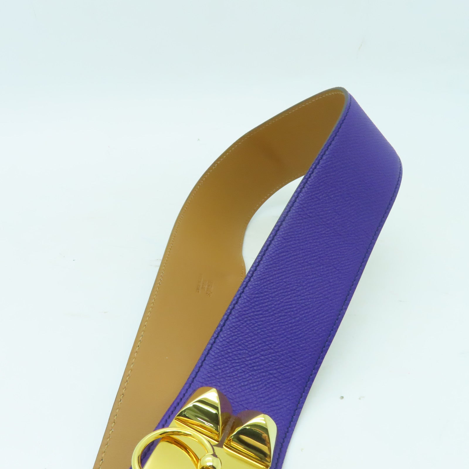 HERMES Epsom皮革COLLIER DE CHIEN BELT金扣皮帶紫色
