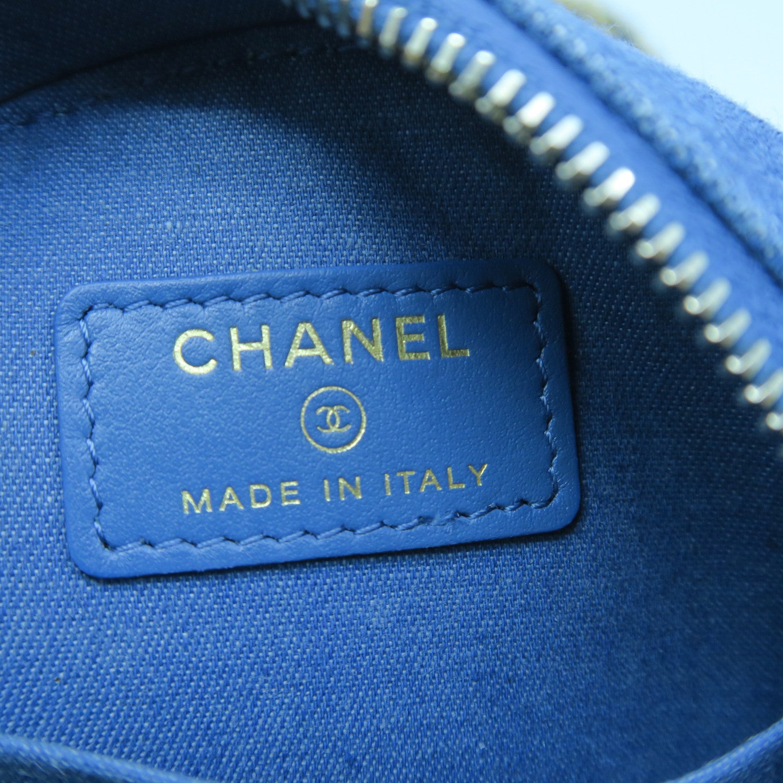 CHANEL 【激減優惠】菱格牛仔布Chain Shoulder金扣鏈帶肩背袋藍色