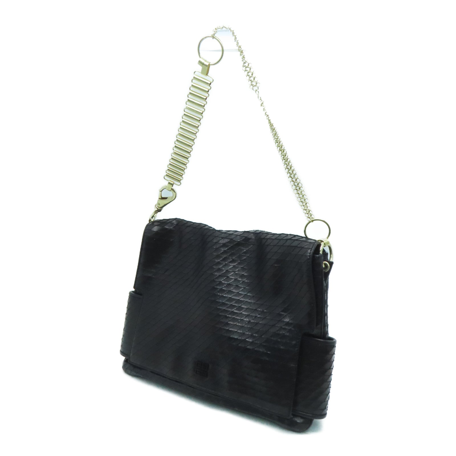 GIVENCHY 牛皮皮革Chain Shoulder Bag金扣肩背袋黑色