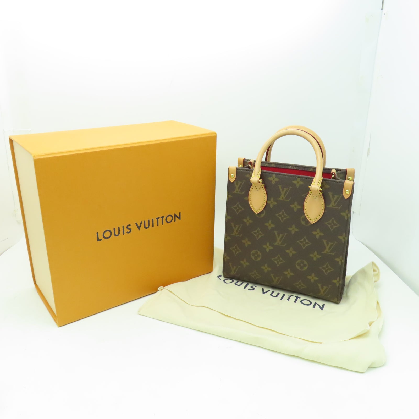 LOUIS VUITTON Monogram Sac Plat BB金扣手挽肩背兩用袋棕色