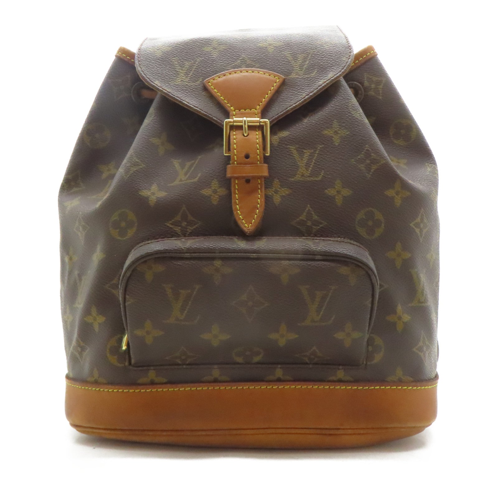 LOUIS VUITTON Monogram Montsouris MM金扣背包啡色