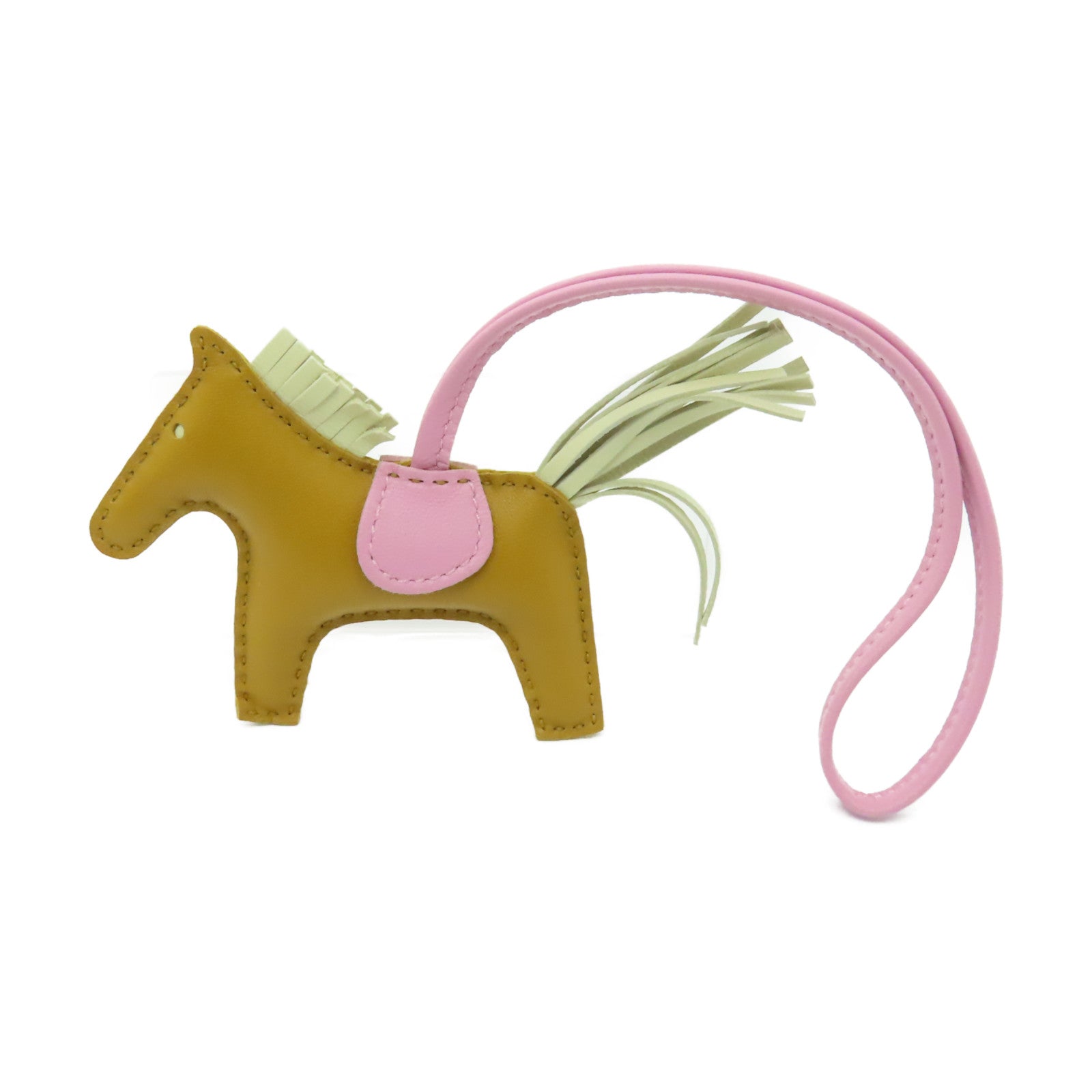HERMES Swift皮革Rodeo Charm MM掛飾啡色/粉紅色/白色
