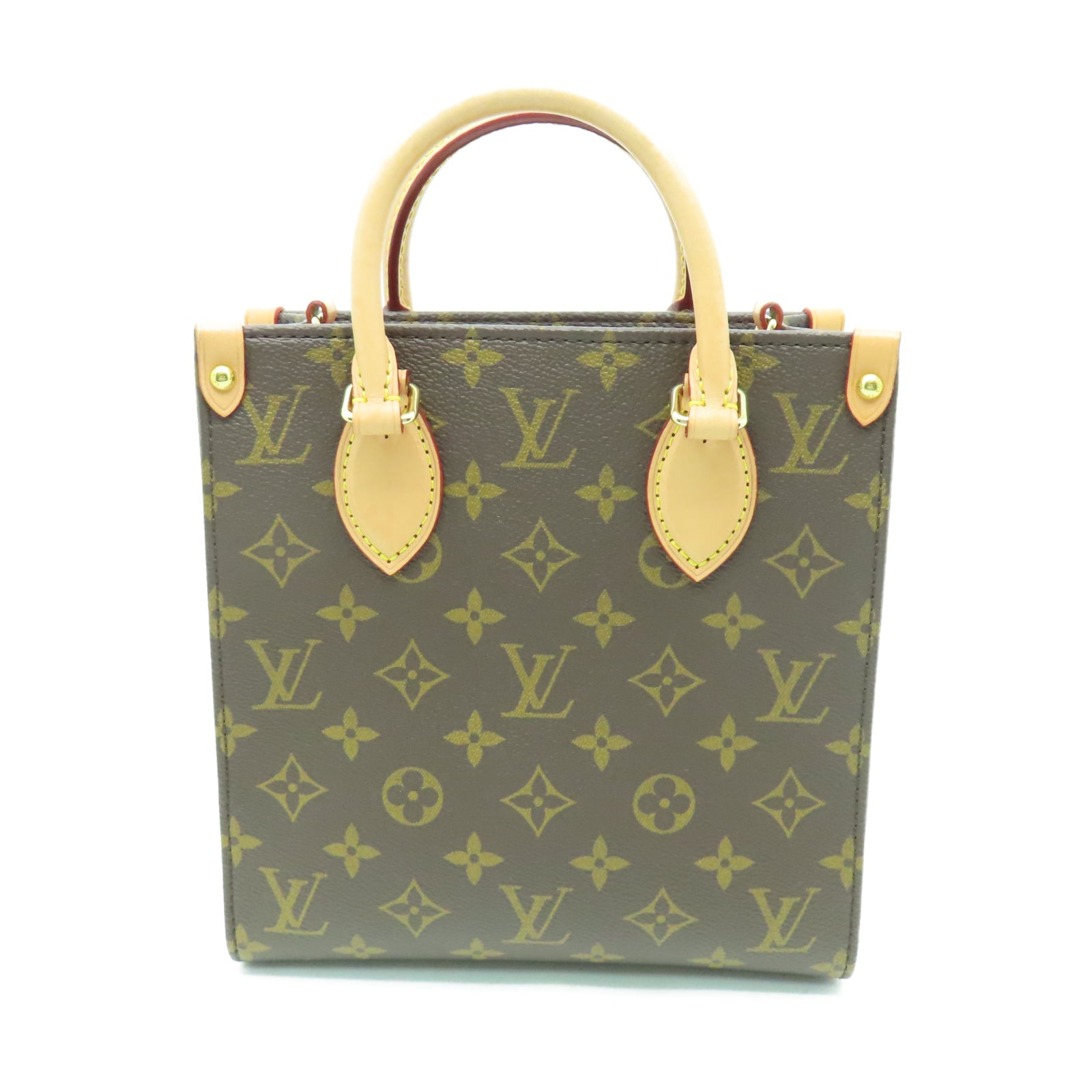 LOUIS VUITTON Monogram Sac Plat BB金扣手挽肩背兩用袋棕色