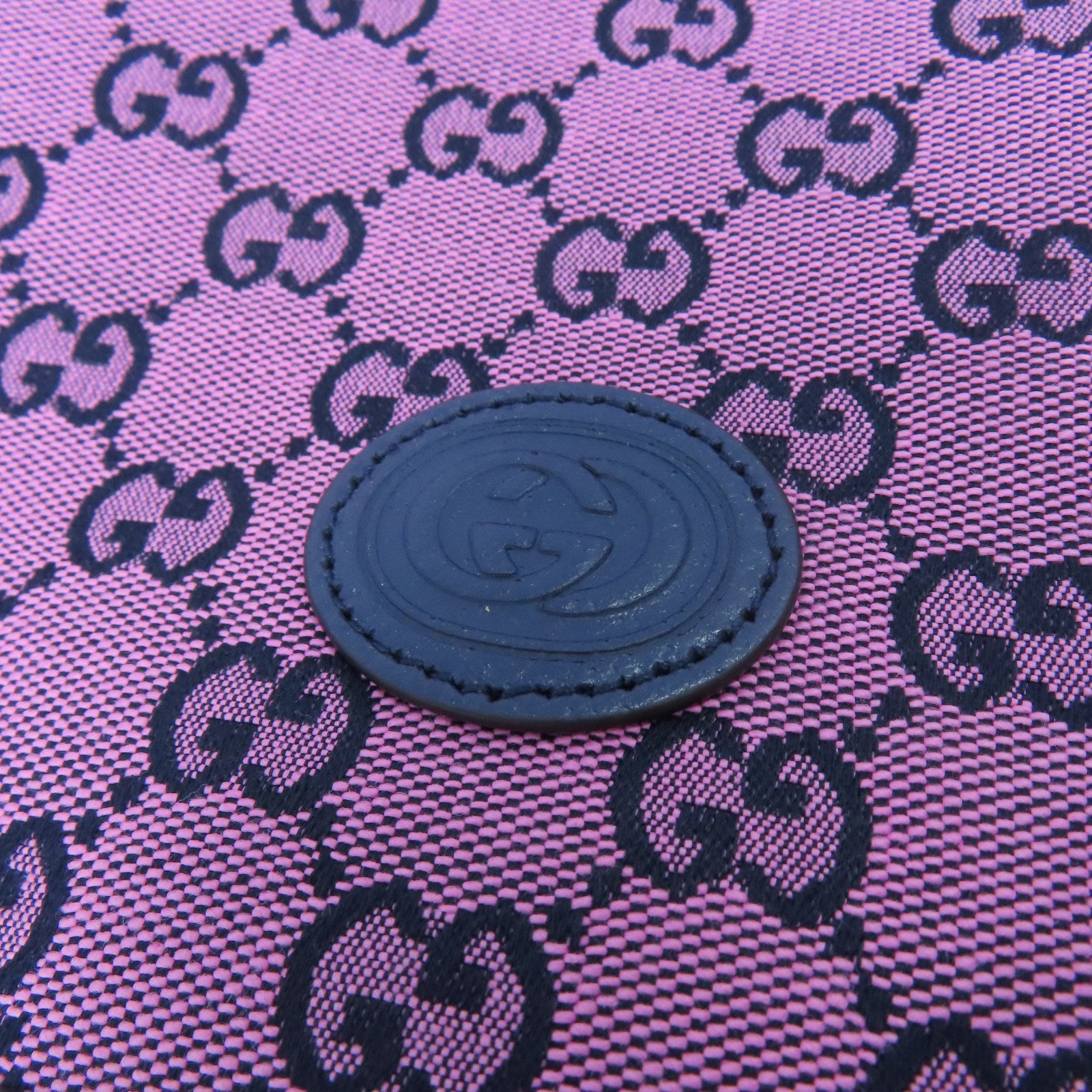 GUCCI 帆布Shoulder Bag銀扣肩背袋粉紅色