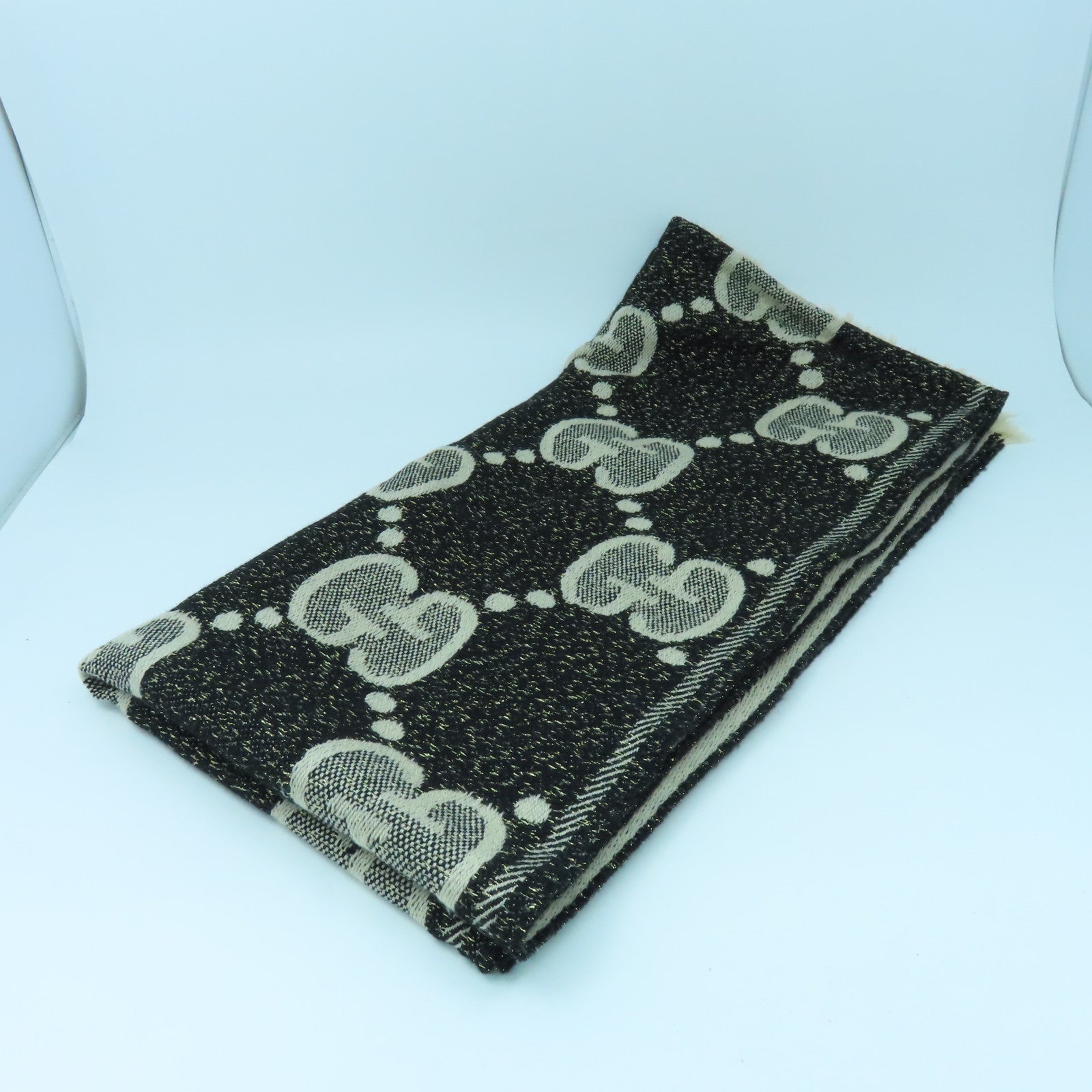 GUCCI 羊絨Scarf圍巾米色/黑色