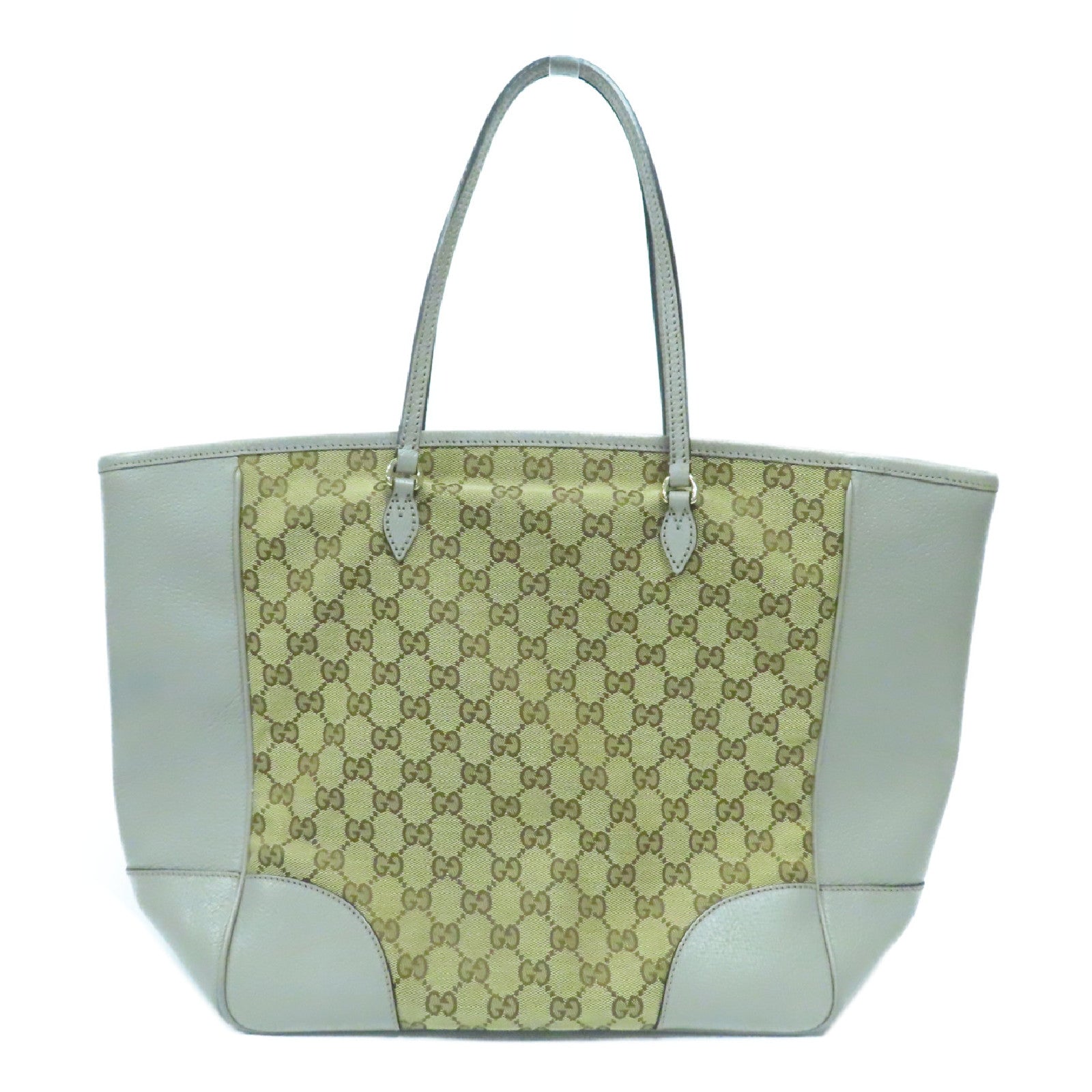 GUCCI 皮革/帆布Shoulder Bag金扣肩背袋灰色/啡色