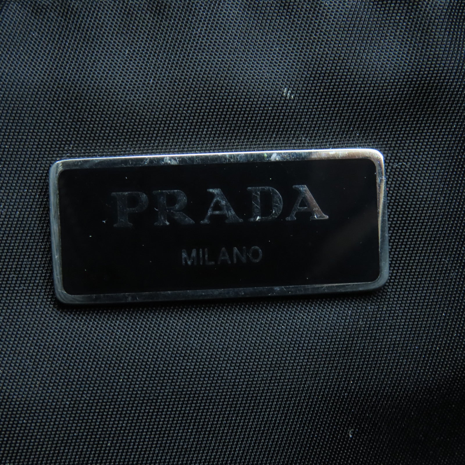 PRADA 尼龍/Saffiano皮革Shoulder Bag銀扣肩背袋黑色