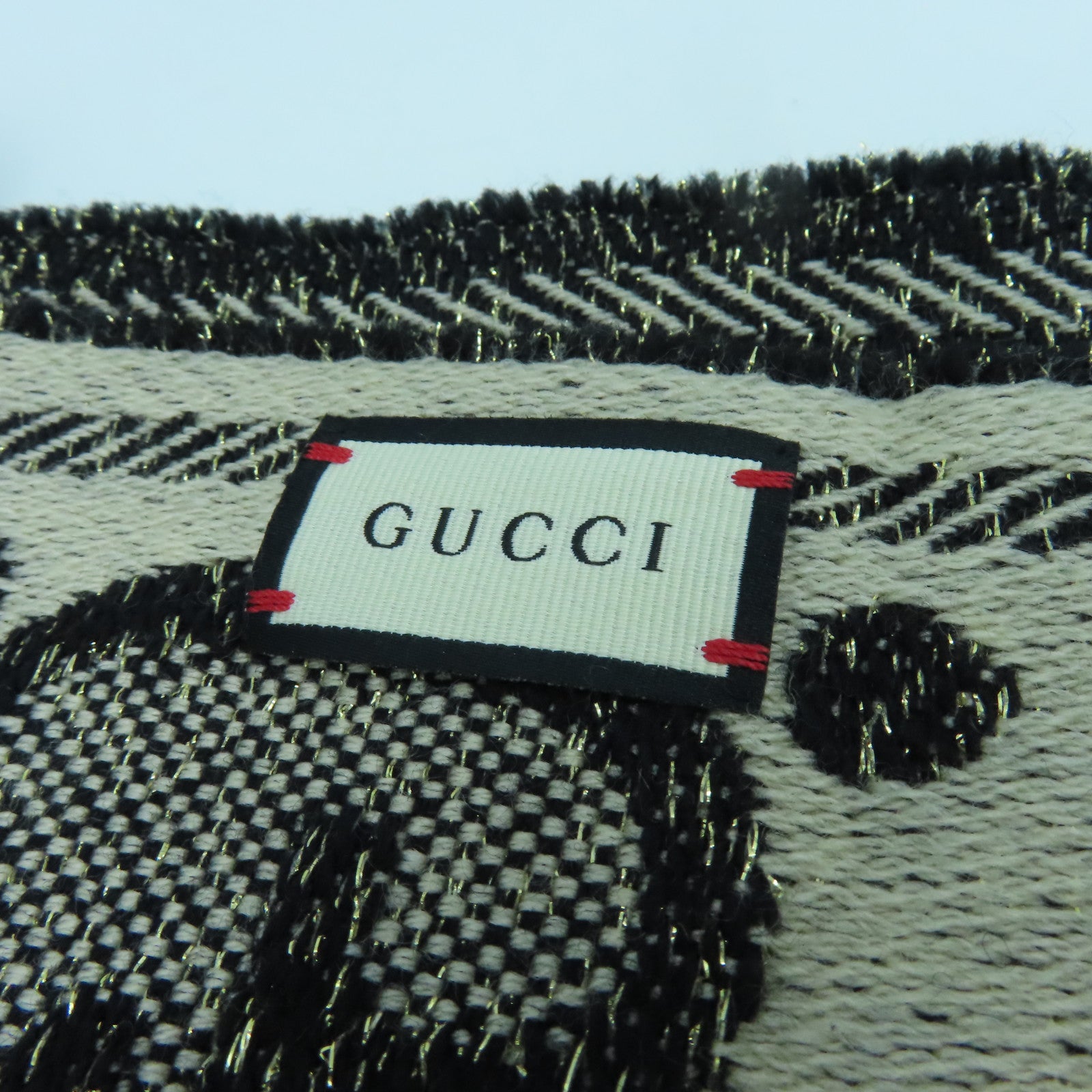 GUCCI 羊絨Scarf圍巾米色/黑色