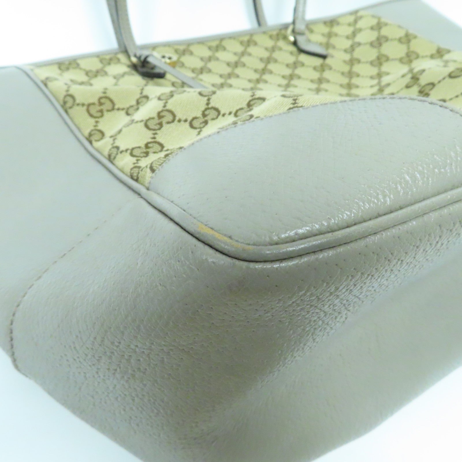 GUCCI 皮革/帆布Shoulder Bag金扣肩背袋灰色/啡色