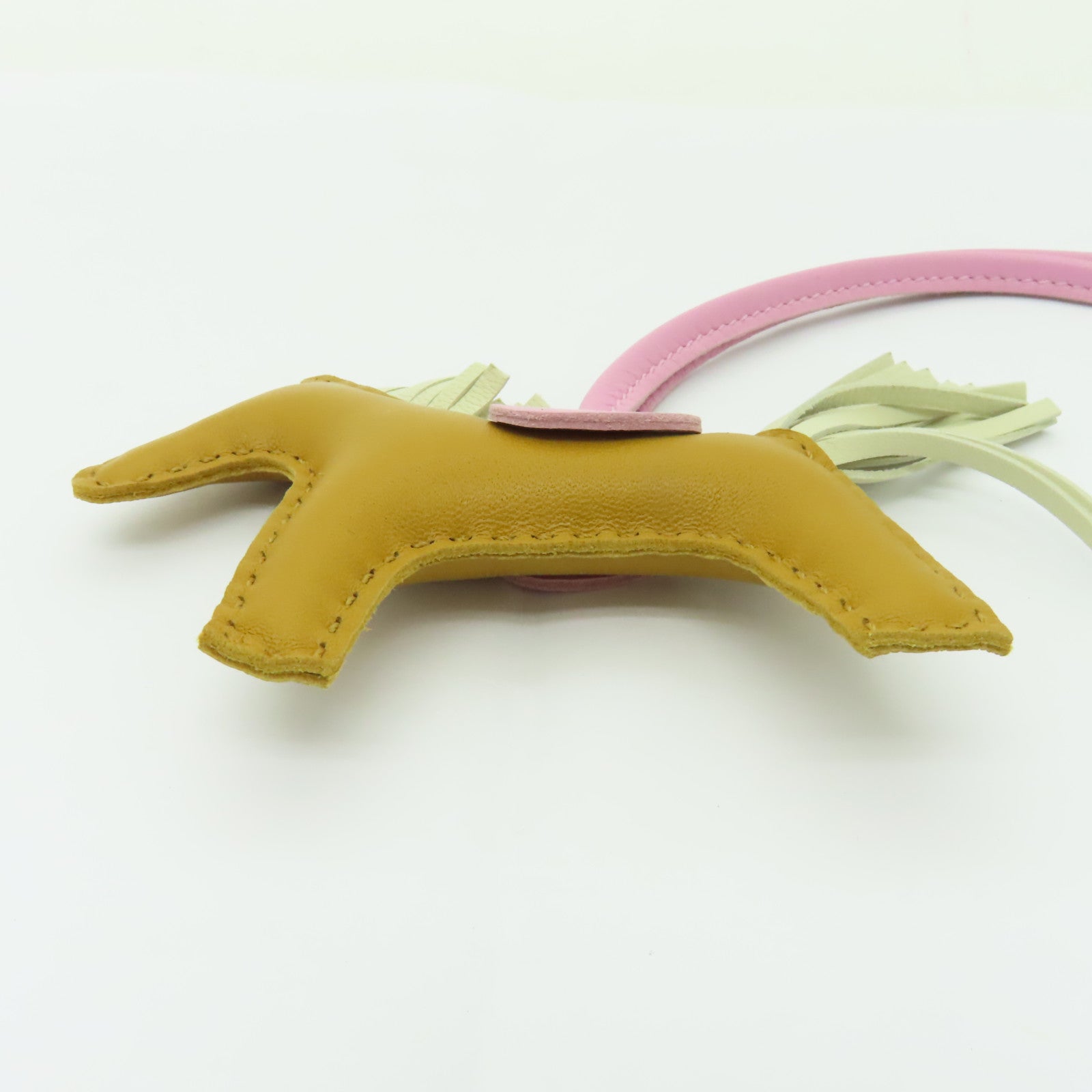 HERMES Swift皮革Rodeo Charm MM掛飾啡色/粉紅色/白色