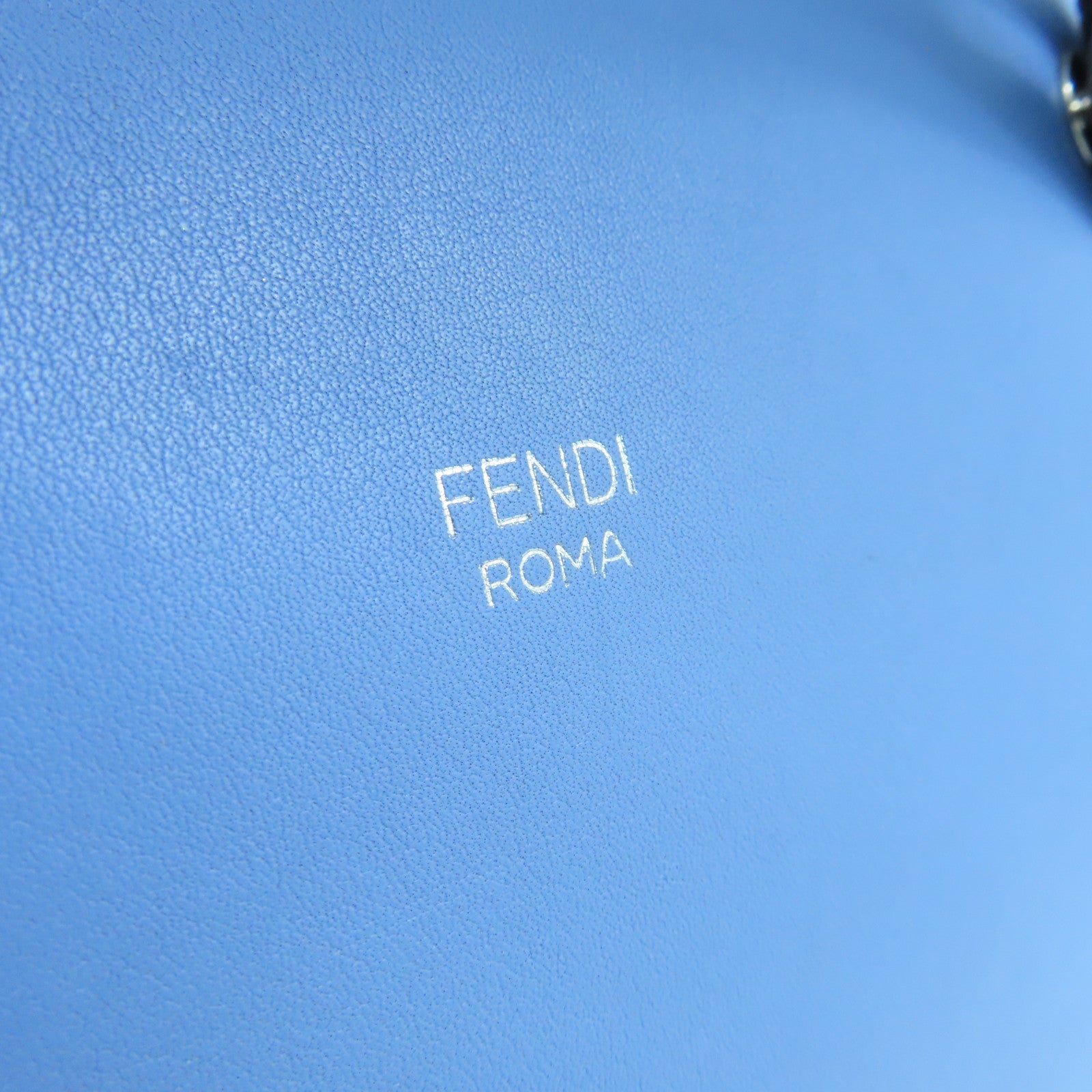 FENDI 牛皮皮革By The Way銀扣手挽肩背兩用袋藍色/啡色