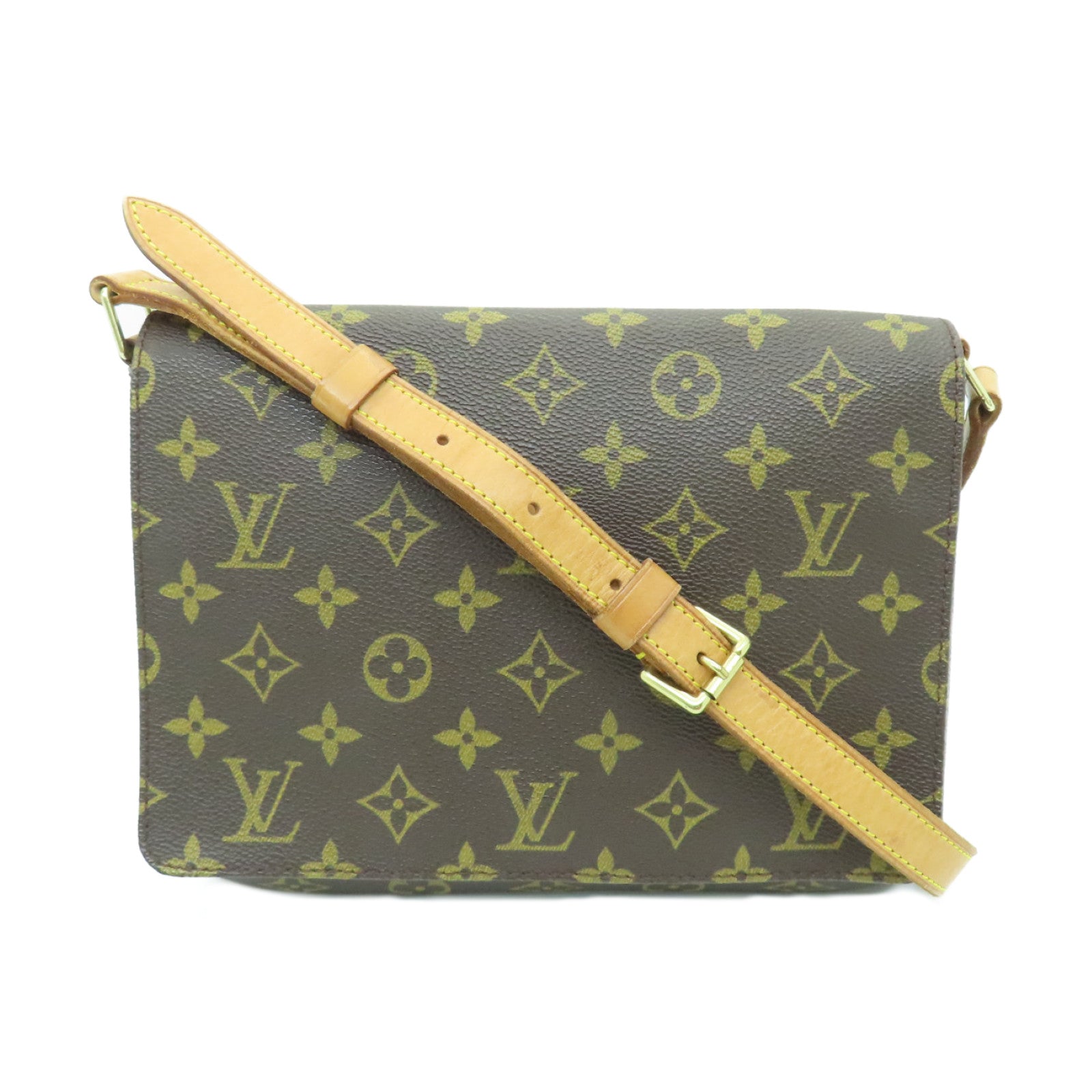 LOUIS VUITTON Monogram Musette Tango金扣肩背袋棕色