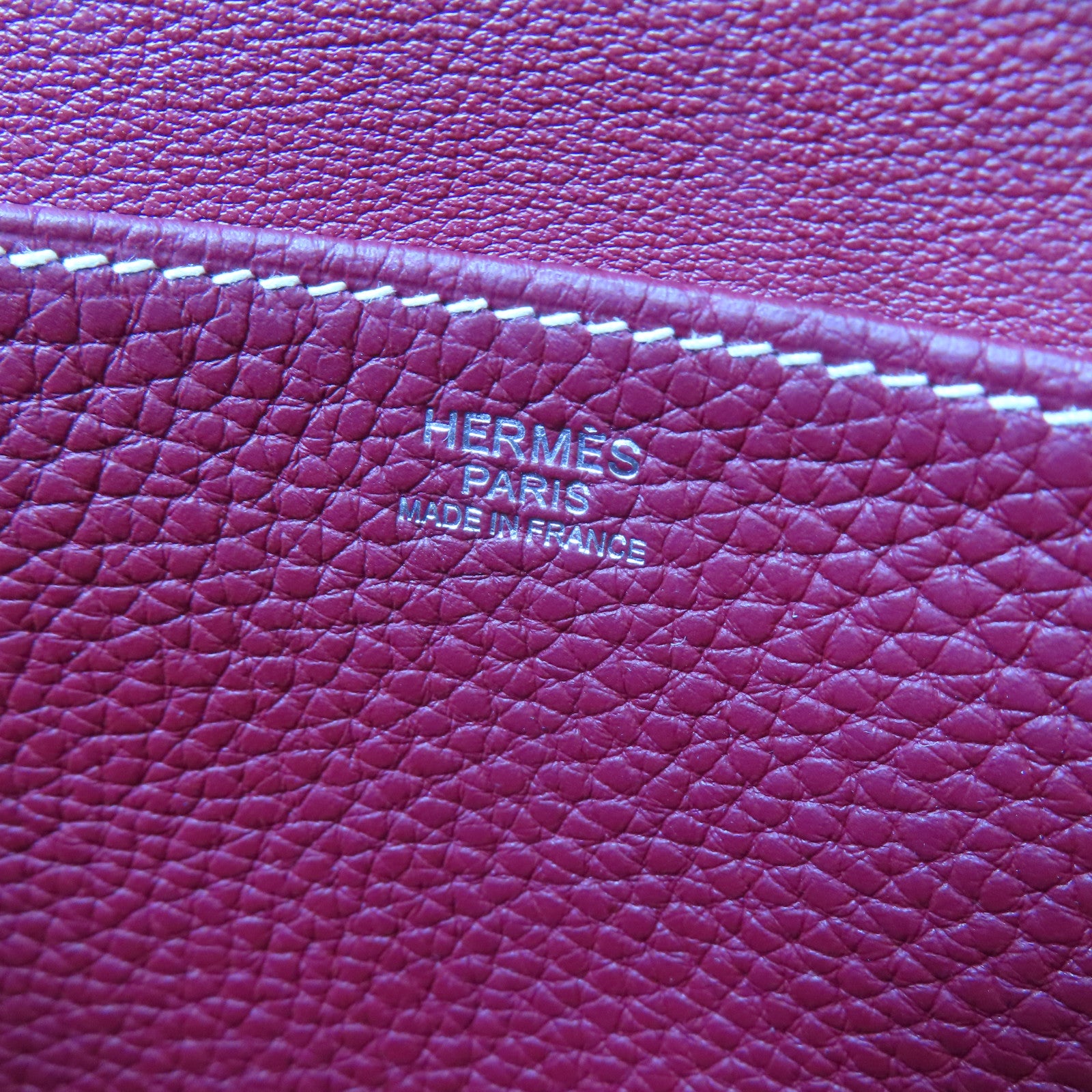 HERMES Clemence皮革Halzan 31銀扣手挽肩背兩用袋石榴紅色