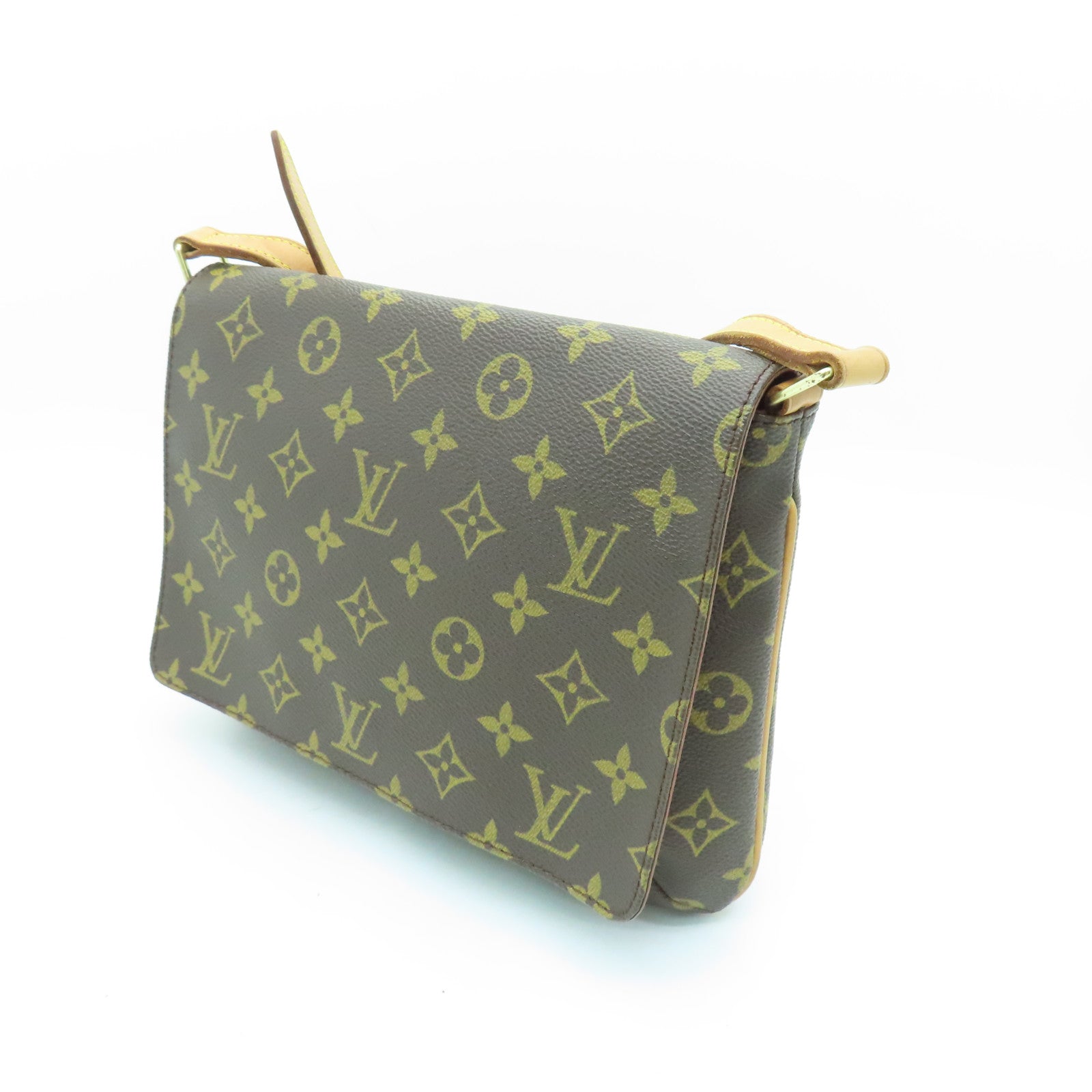 LOUIS VUITTON Monogram Musette Tango金扣肩背袋棕色