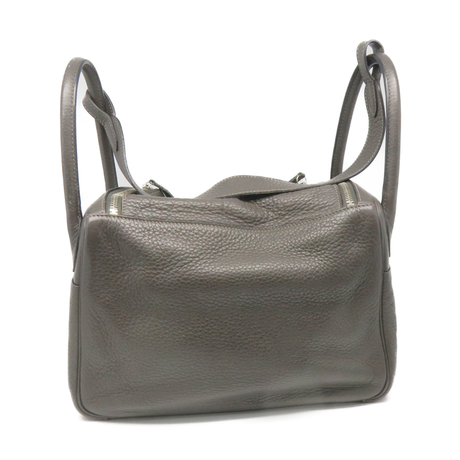 HERMES Clemence皮革Lindy 30 Shoulder Bag银扣肩背袋88灰色