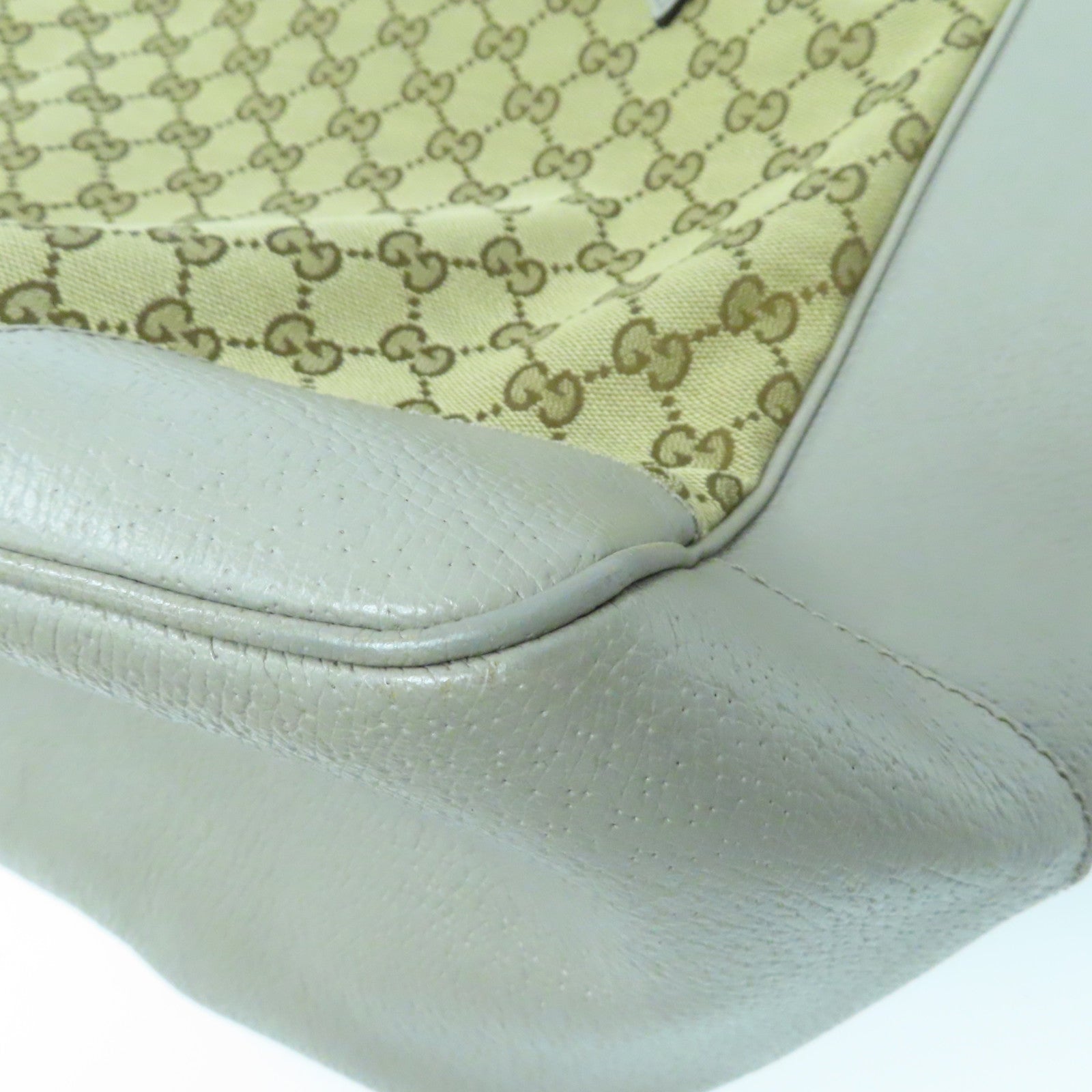 GUCCI 皮革/帆布Shoulder Bag金扣肩背袋灰色/啡色
