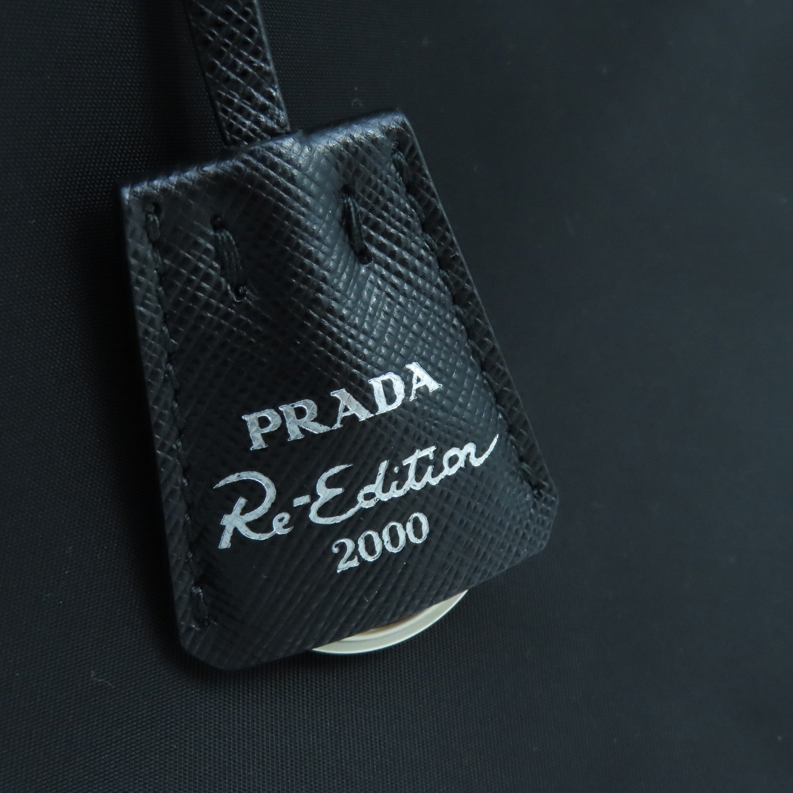 PRADA 尼龍/Saffiano皮革Shoulder Bag銀扣肩背袋黑色