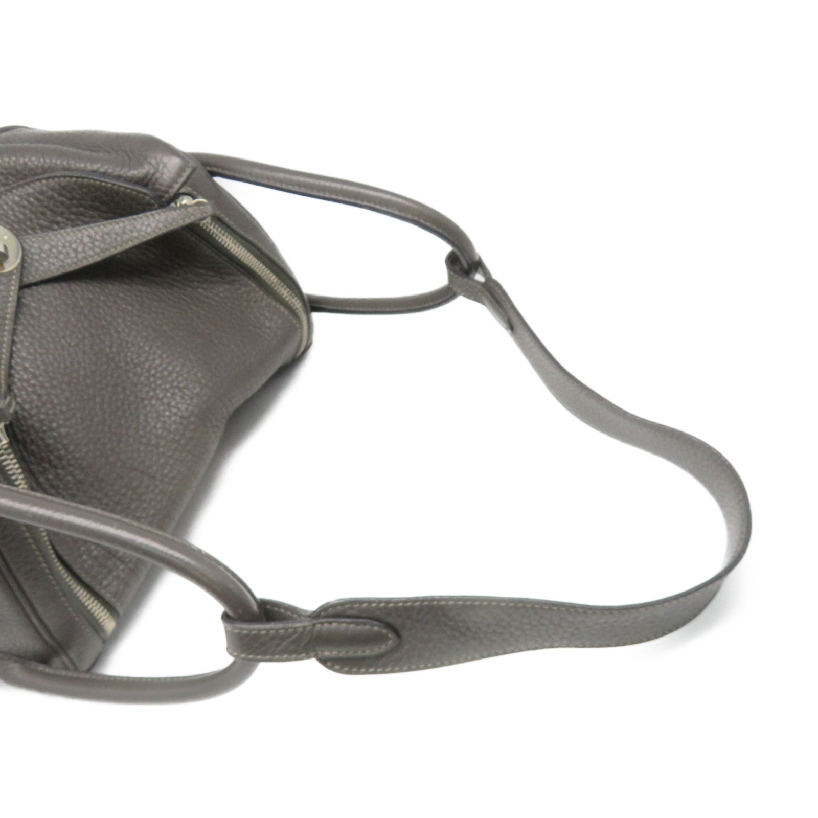 HERMES Clemence皮革Lindy 30 Shoulder Bag银扣肩背袋88灰色