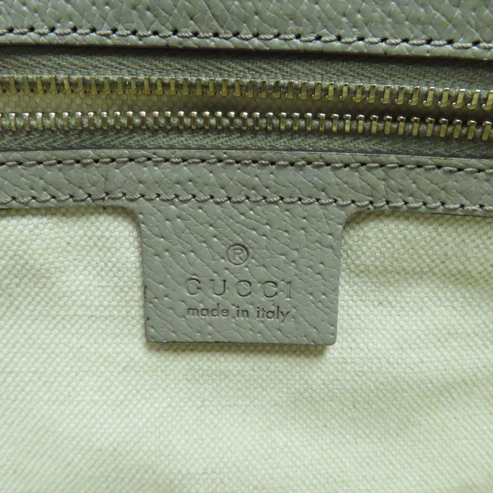 GUCCI 皮革/帆布Shoulder Bag金扣肩背袋灰色/啡色