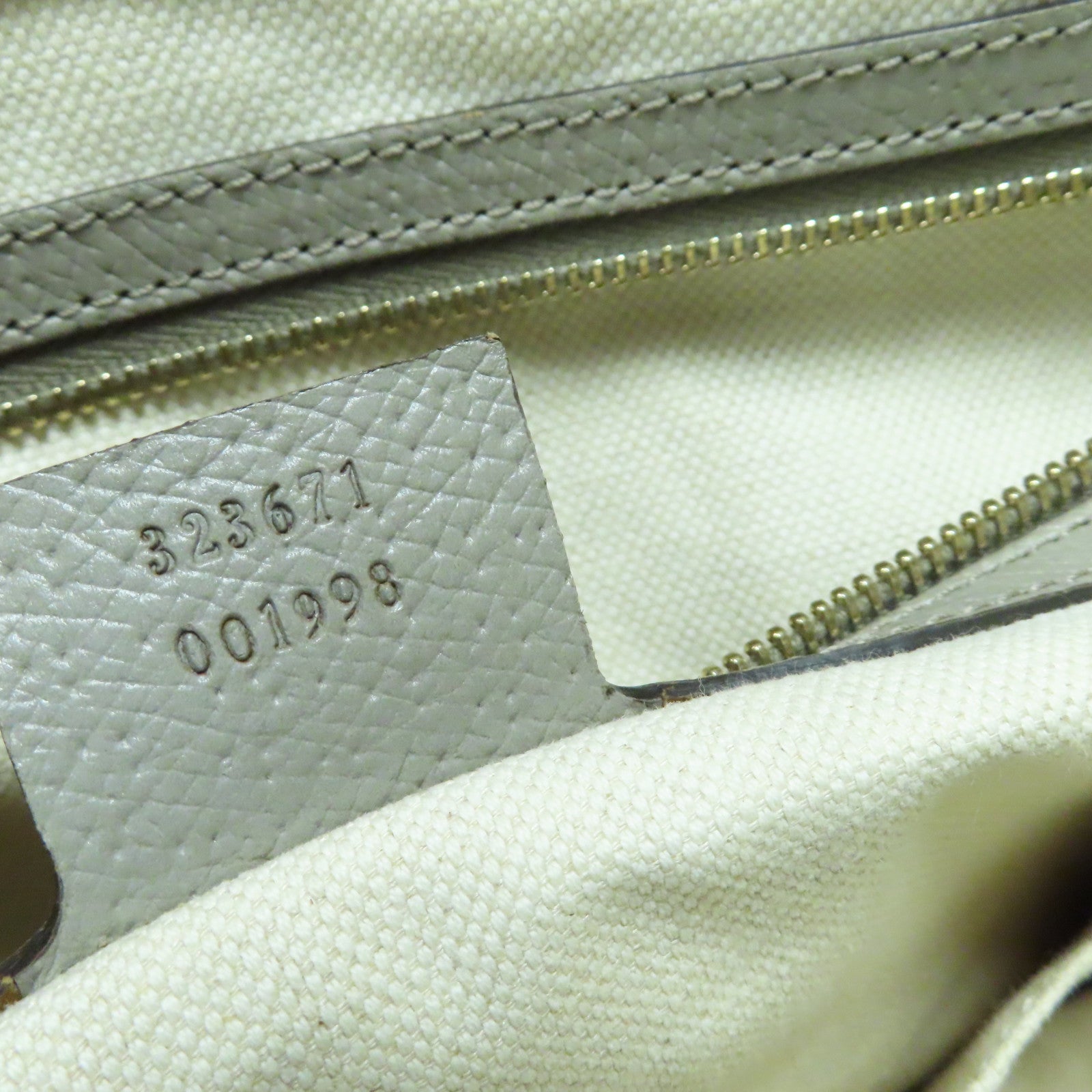 GUCCI 皮革/帆布Shoulder Bag金扣肩背袋灰色/啡色