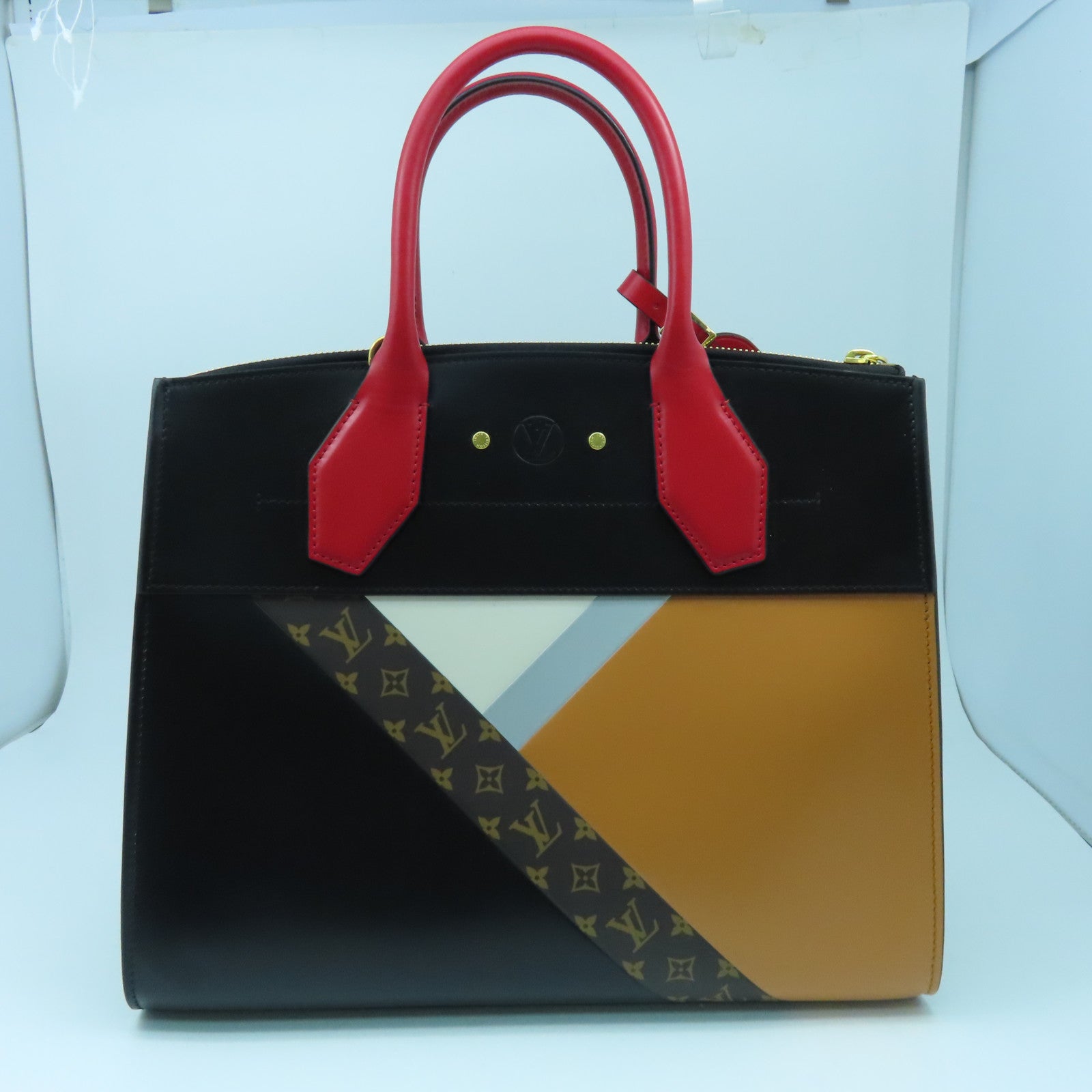 LOUIS VUITTON 【激減優惠】牛皮皮革City Steamer MM金扣手挽肩背兩用袋黑色/紅色/橙色
