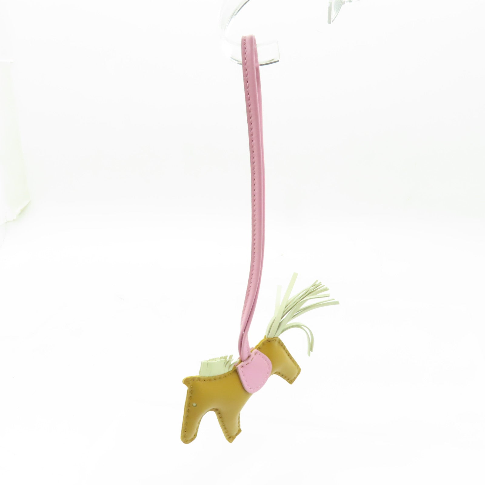 HERMES Swift皮革Rodeo Charm MM掛飾啡色/粉紅色/白色