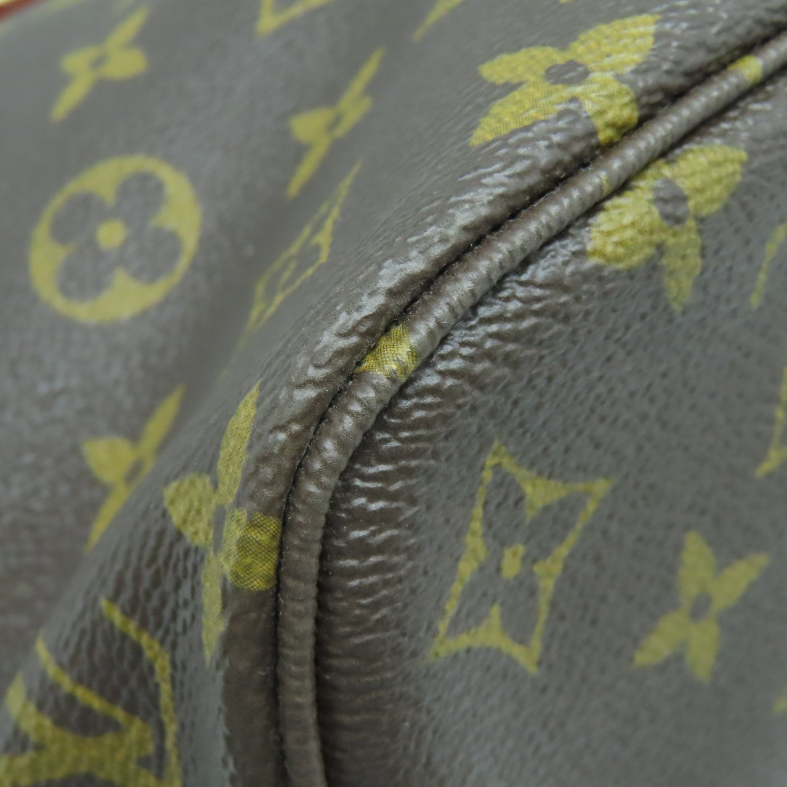 LOUIS VUITTON Monogram Neverfull PM金扣手挽袋棕色