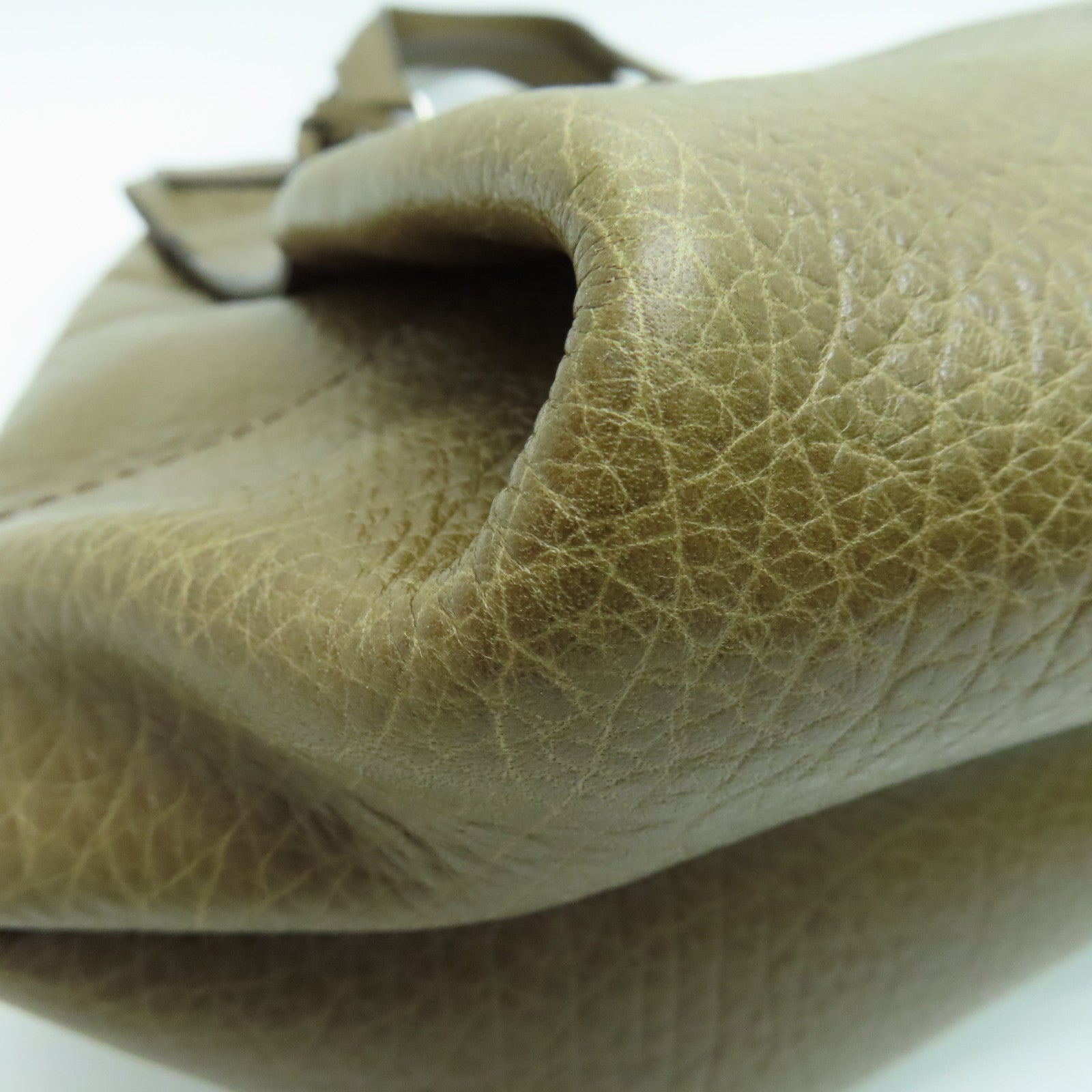 CELINE 牛皮皮革Hand Bag手挽袋银扣深绿色