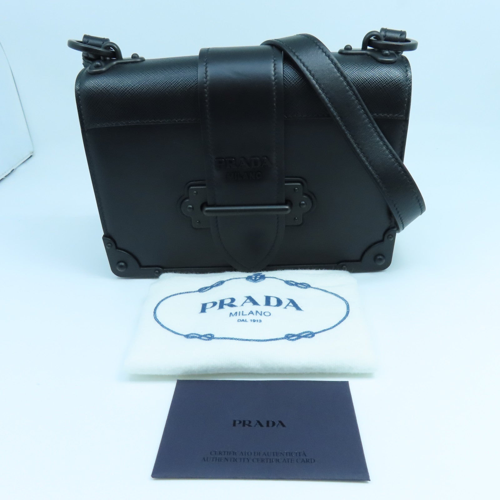 PRADA 牛皮皮革/Saffiano皮革Shoulder Bag肩背袋黑色