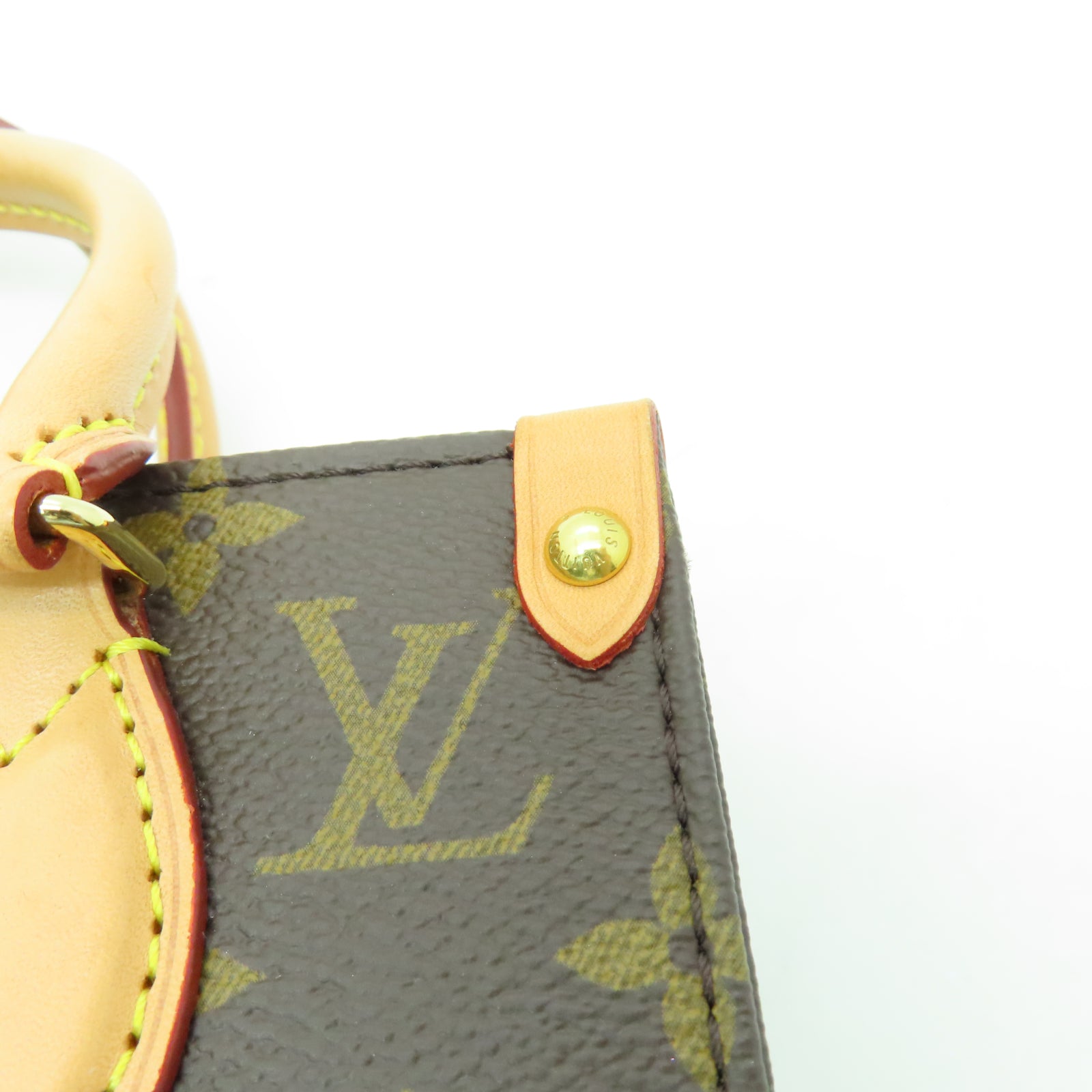 LOUIS VUITTON Monogram Sac Plat BB金扣手挽肩背兩用袋棕色