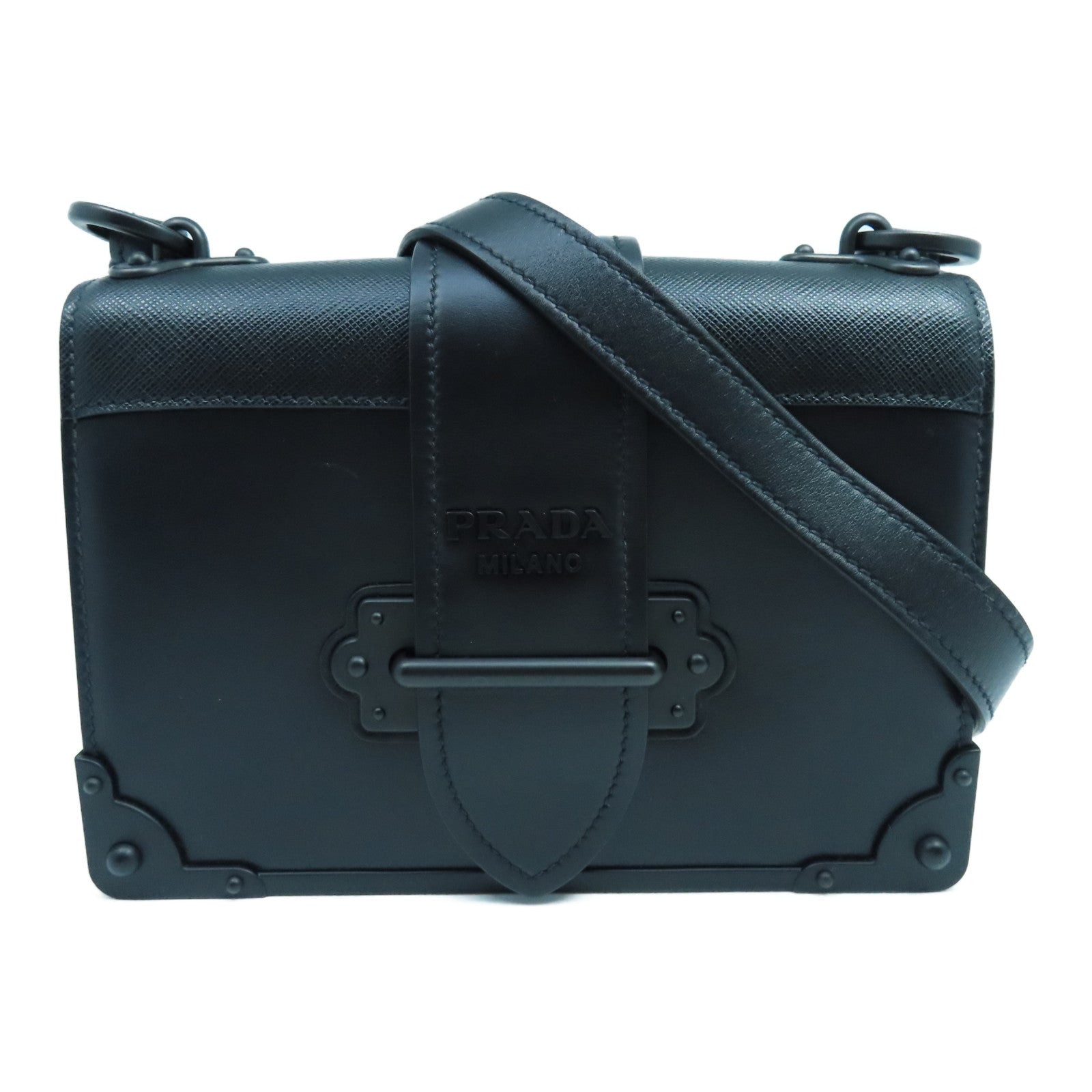 PRADA 牛皮皮革/Saffiano皮革Shoulder Bag肩背袋黑色