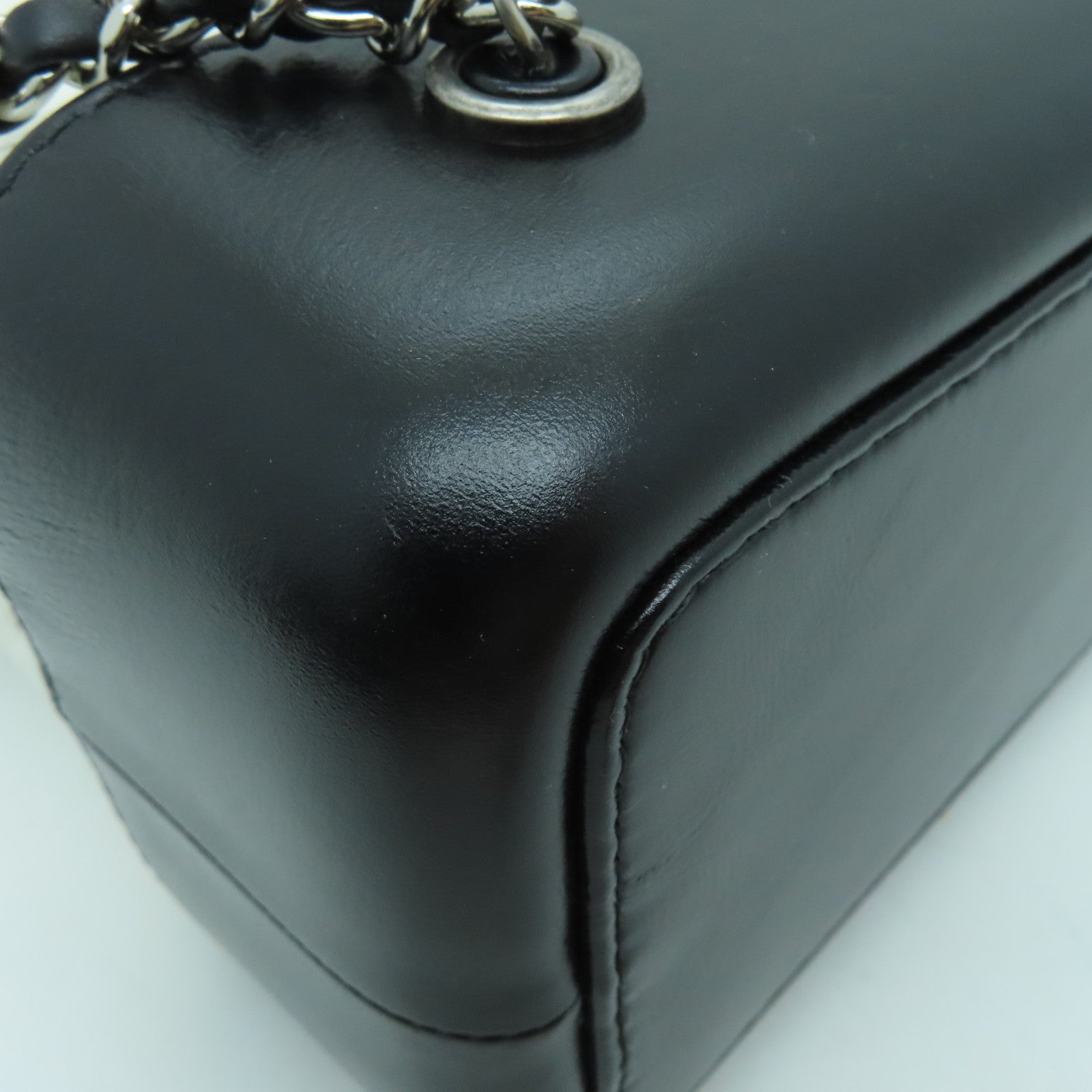 CHANEL cowhide leather Gabrielle Backpack gold and silver buckle backpack white / black