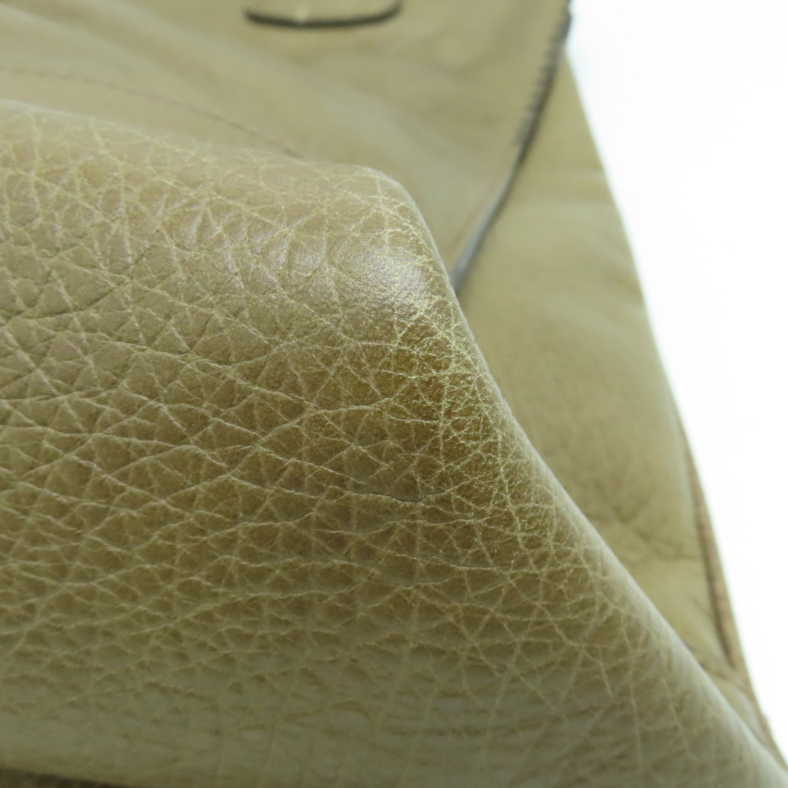 CELINE 牛皮皮革Hand Bag手挽袋银扣深绿色