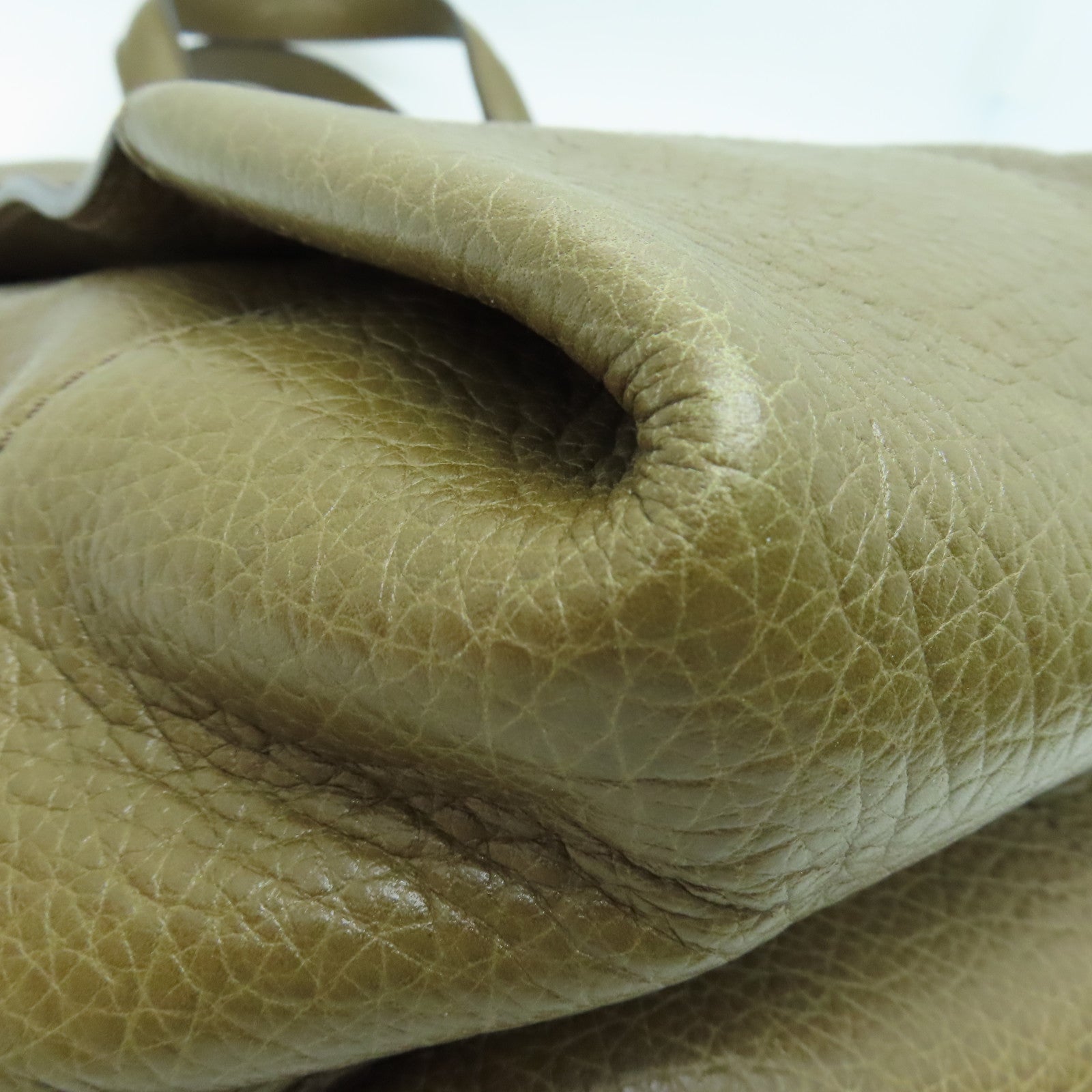 CELINE 牛皮皮革Hand Bag手挽袋银扣深绿色