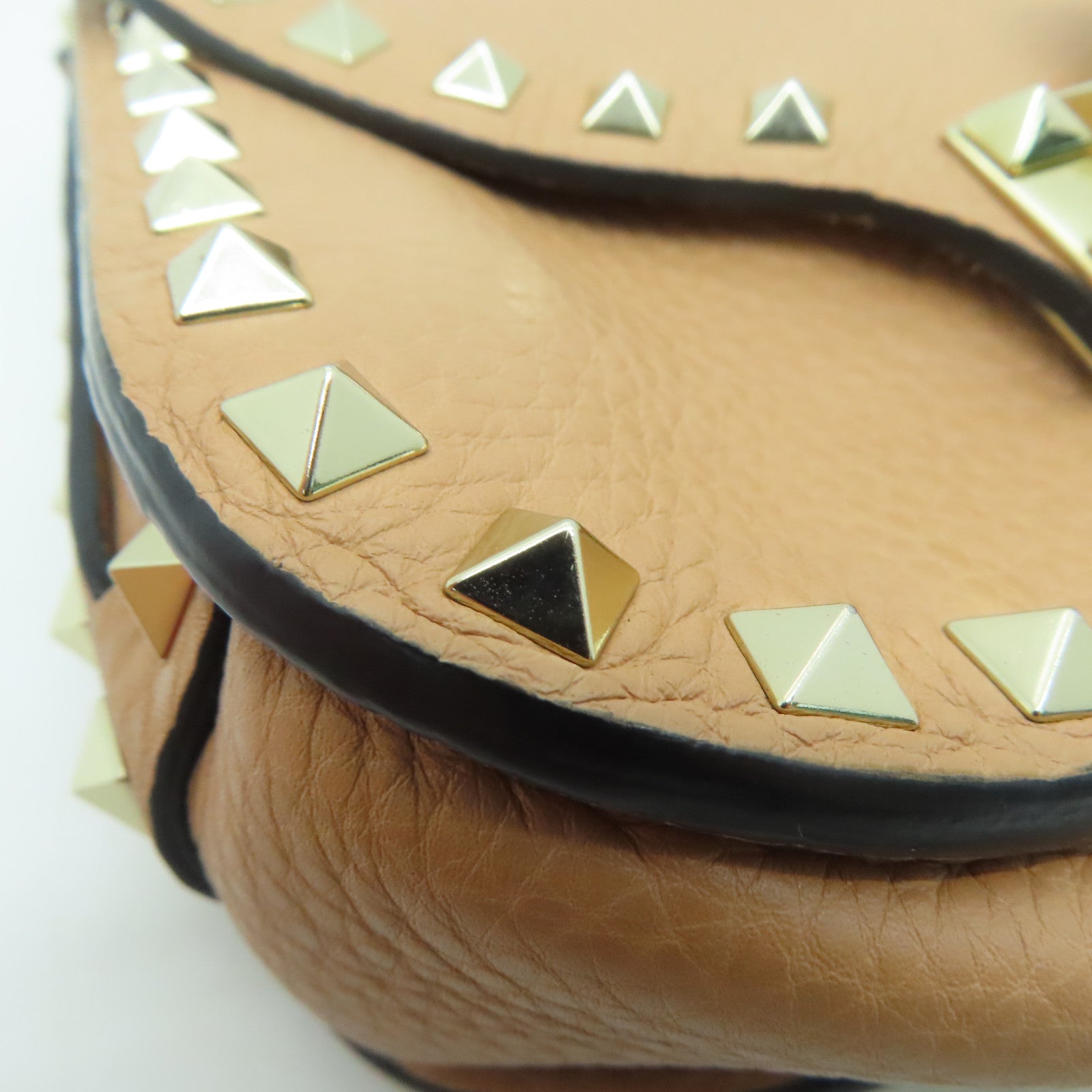 Valentino 牛皮皮革Shoulder Bag金扣肩背袋米色