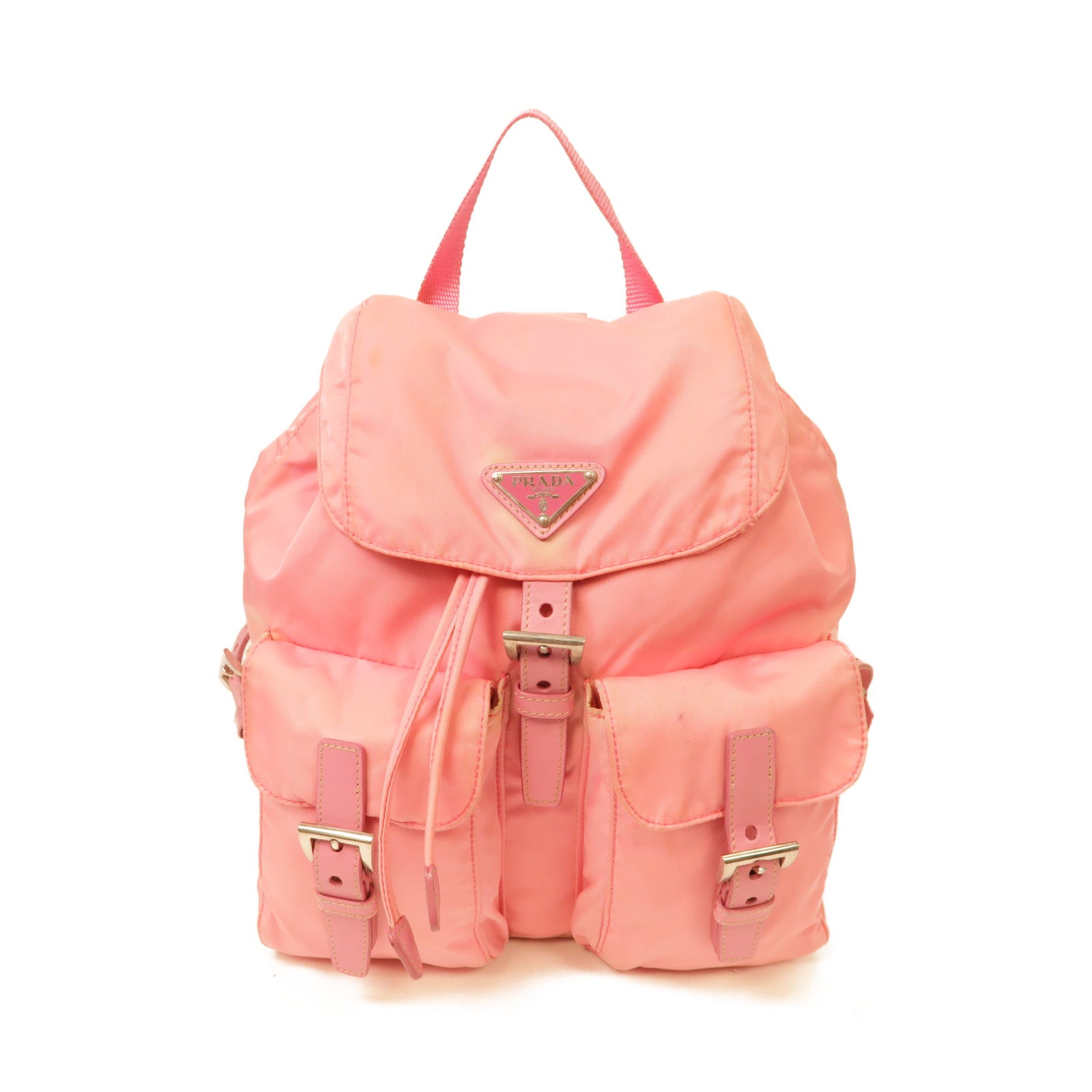 PRADA 尼龍Backpack銀扣背包粉紅色