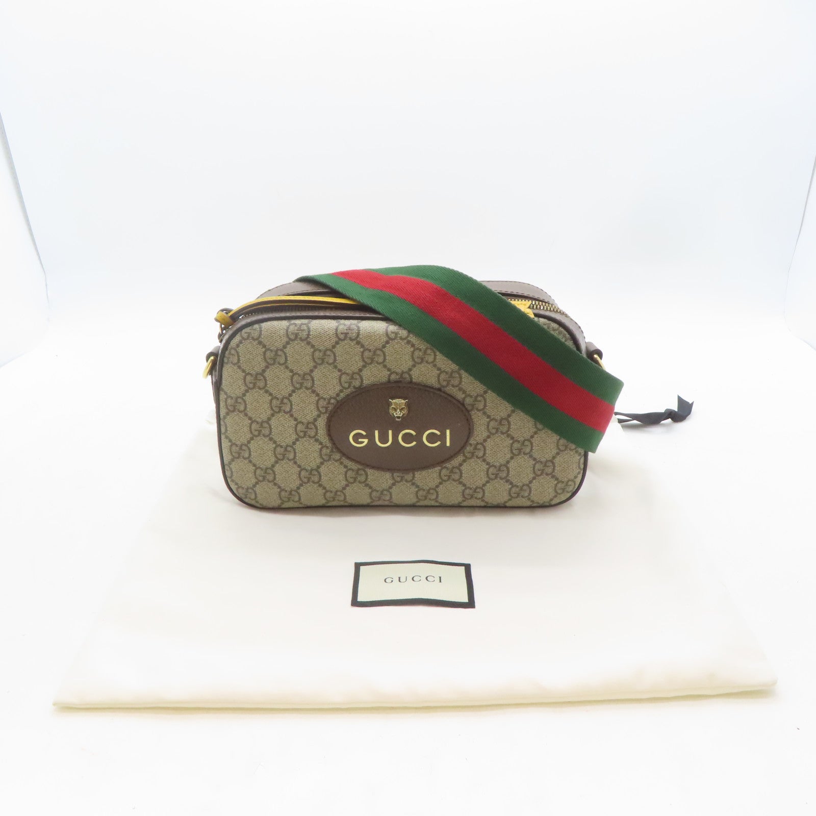 GUCCI 塗層帆布Shoulder Bag金扣肩背袋啡色