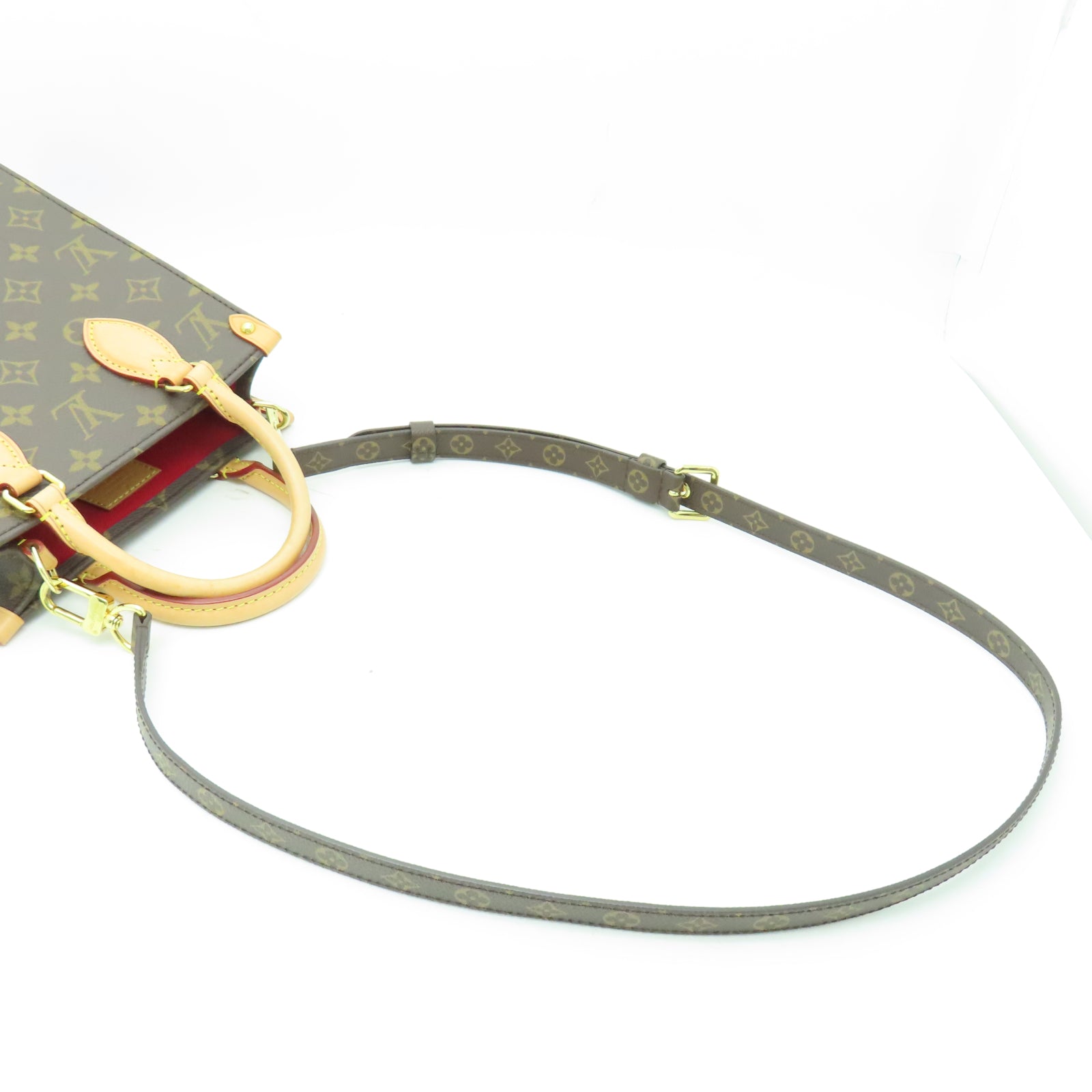 LOUIS VUITTON Monogram Sac Plat BB金扣手挽肩背兩用袋棕色