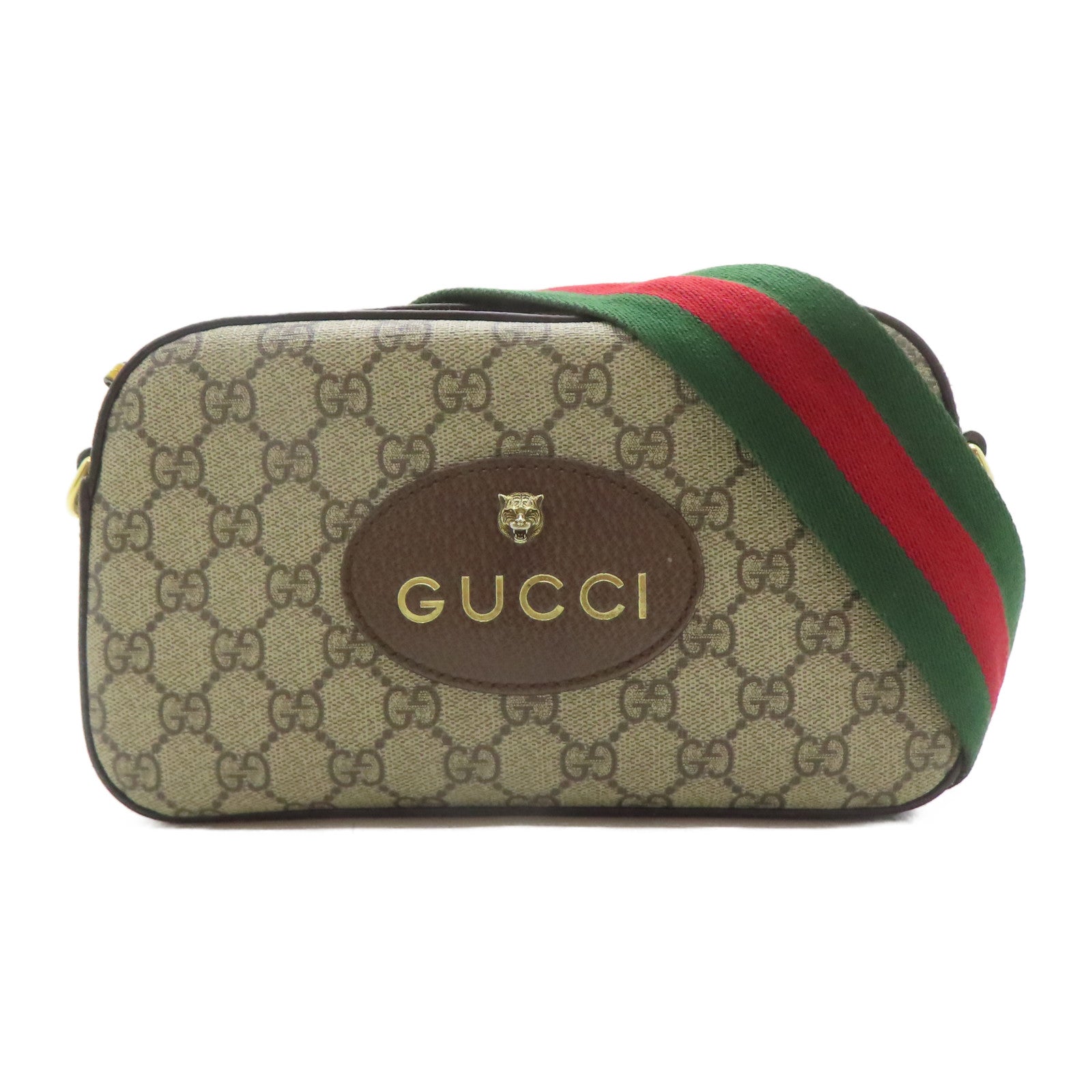 GUCCI 塗層帆布Shoulder Bag金扣肩背袋啡色