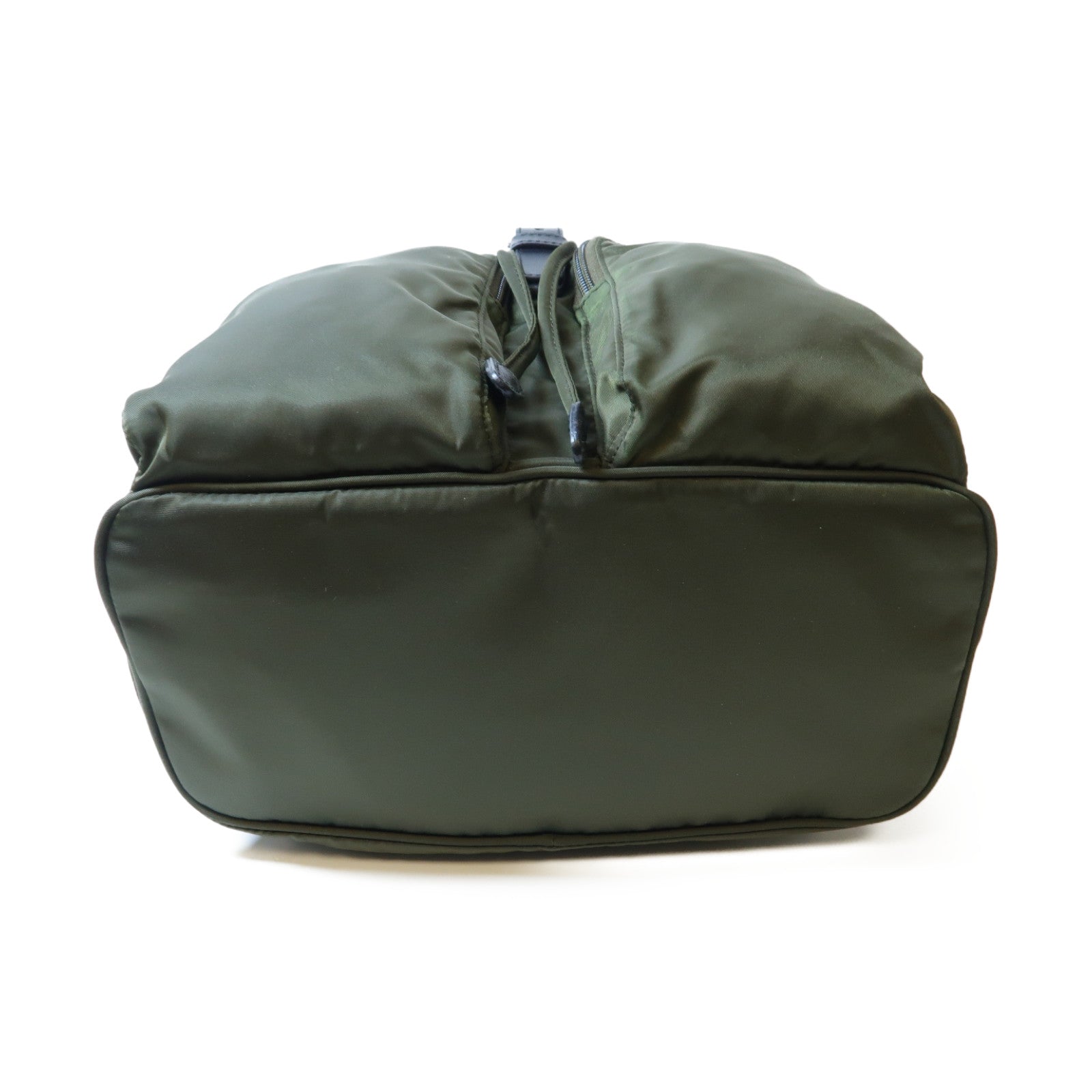 PRADA 尼龍Backpack銀扣背包深綠色
