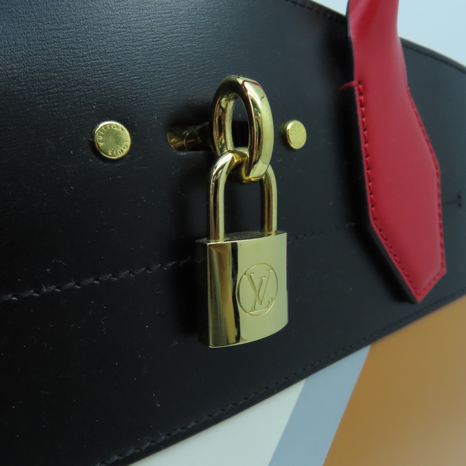 LOUIS VUITTON 【激減優惠】牛皮皮革City Steamer MM金扣手挽肩背兩用袋黑色/紅色/橙色
